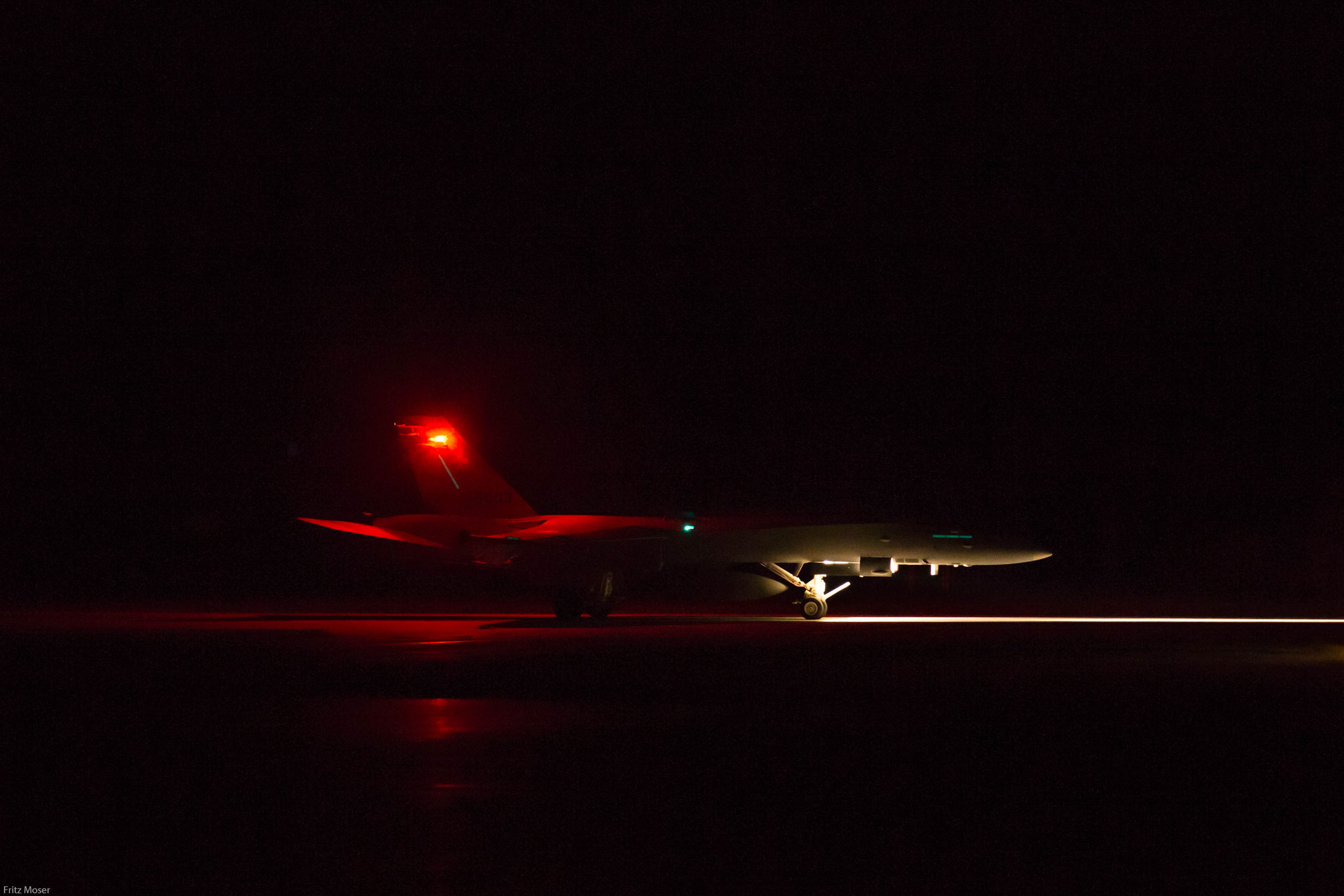 F 18 Hornet Siss Air Force Landed after a night mission