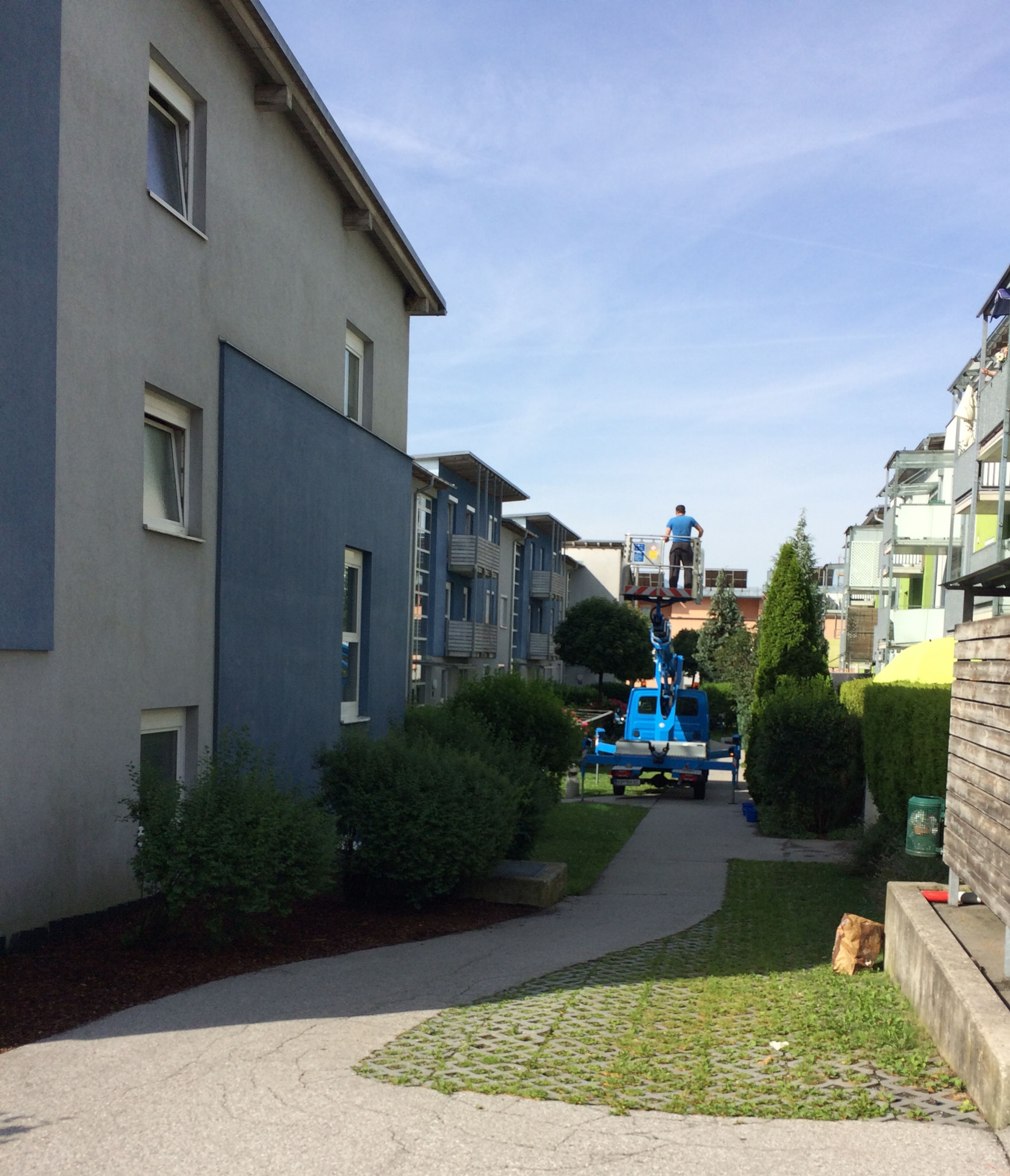 Reinigung mit Steiger