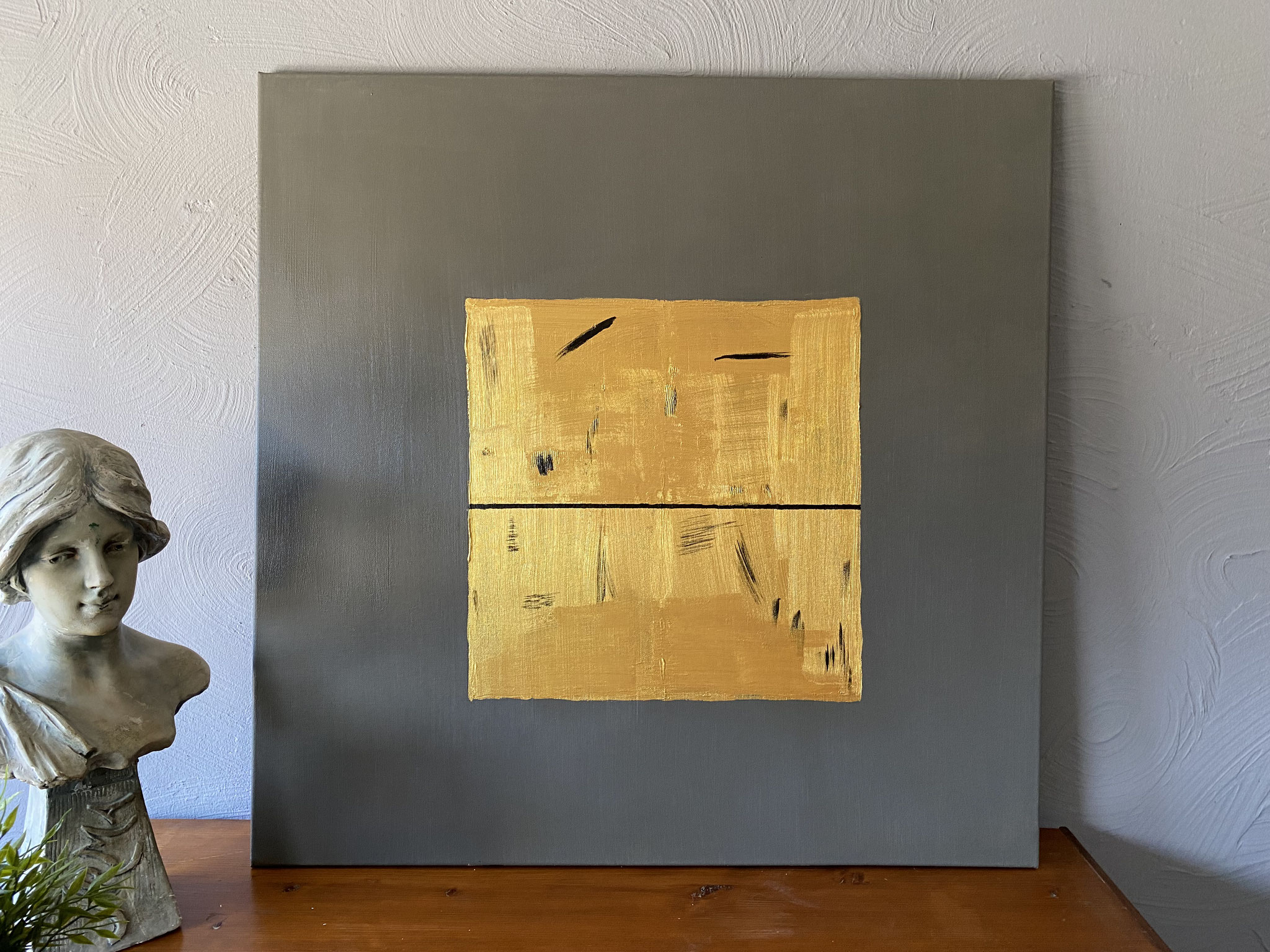 "GOLDRUSH" 80x80  Grau/Gold/Schwarz ACRYL AUF LEINWAND  - 750,00 € netto