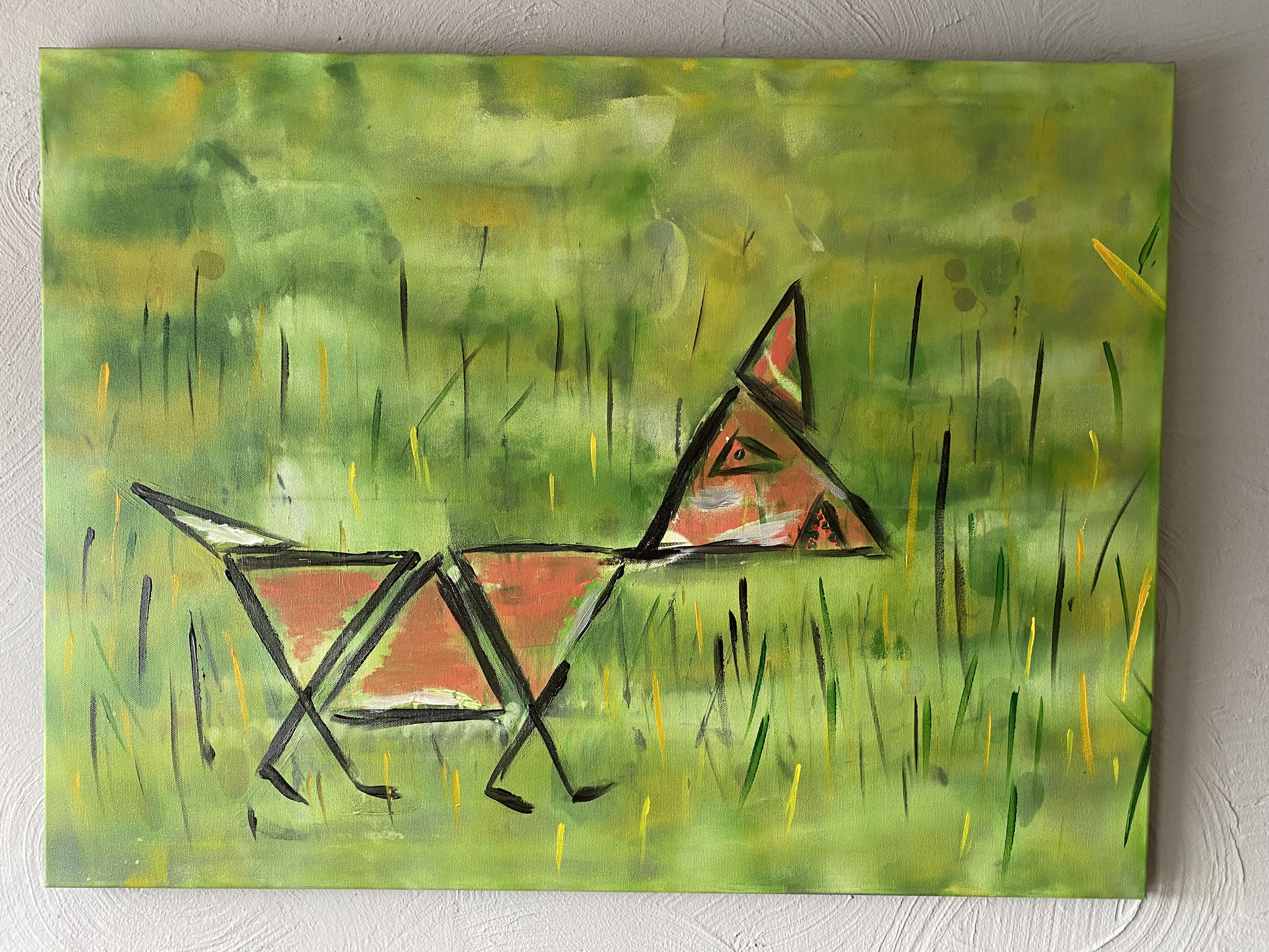 "FUCHS AUF DER JAGD" 80x60 ACRYL AUF LEINWAND  - 870,00 € netto