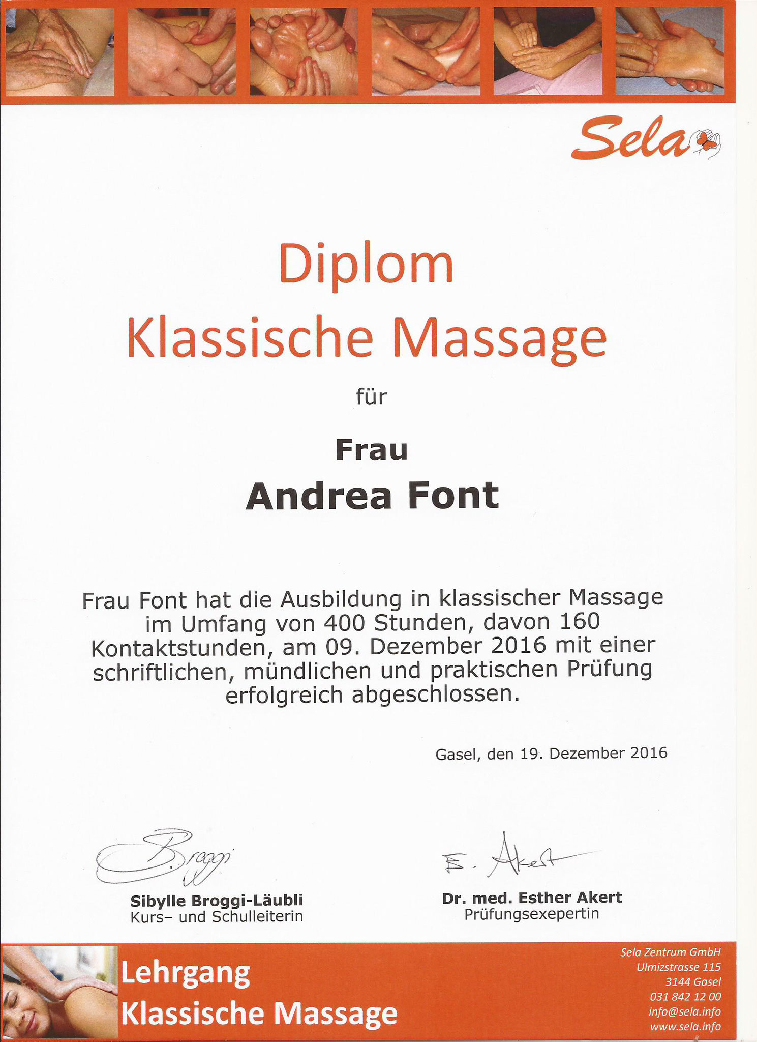 Klassische Massage, 2016