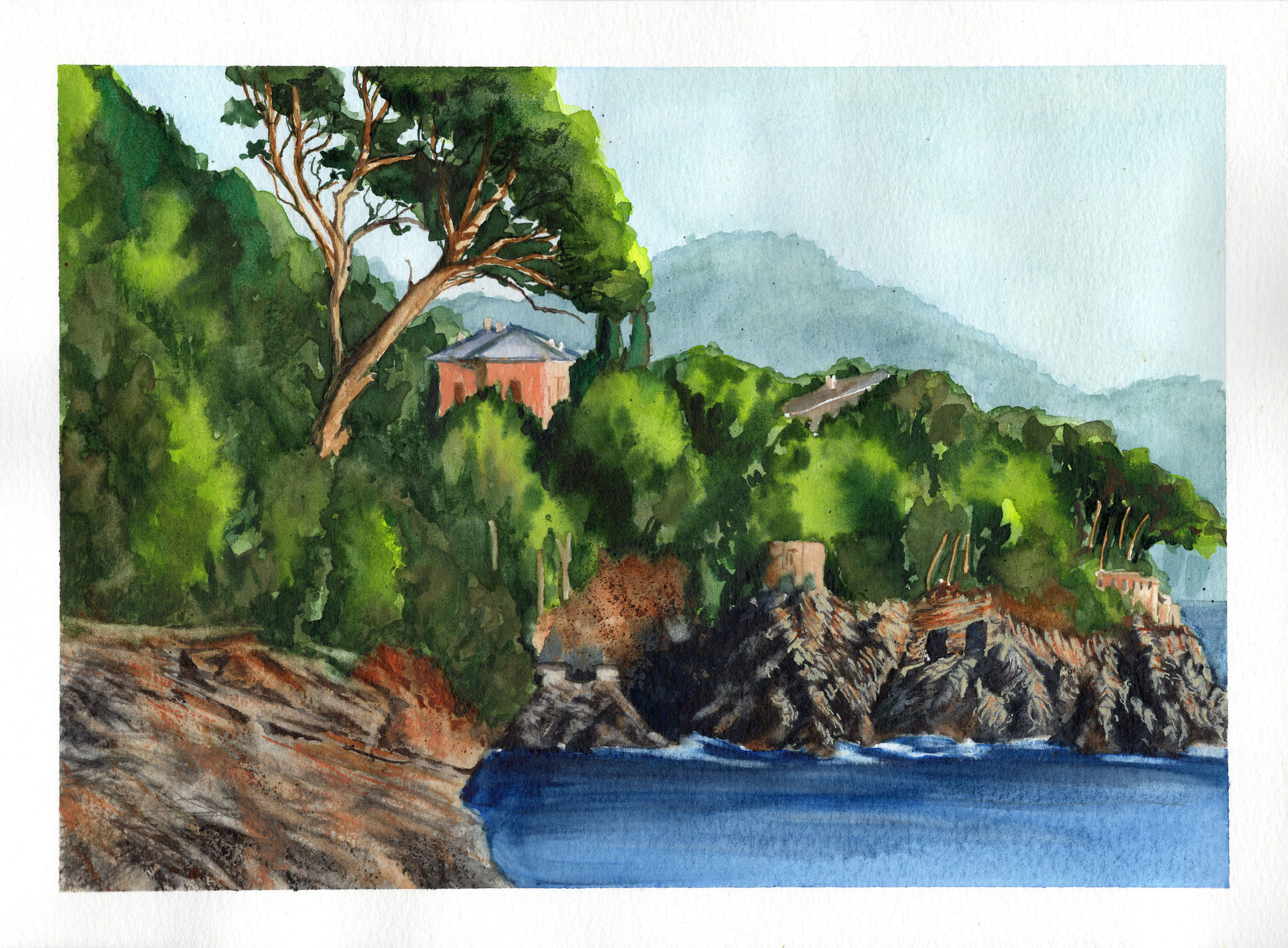 Ligurien (Italien), Aquarell