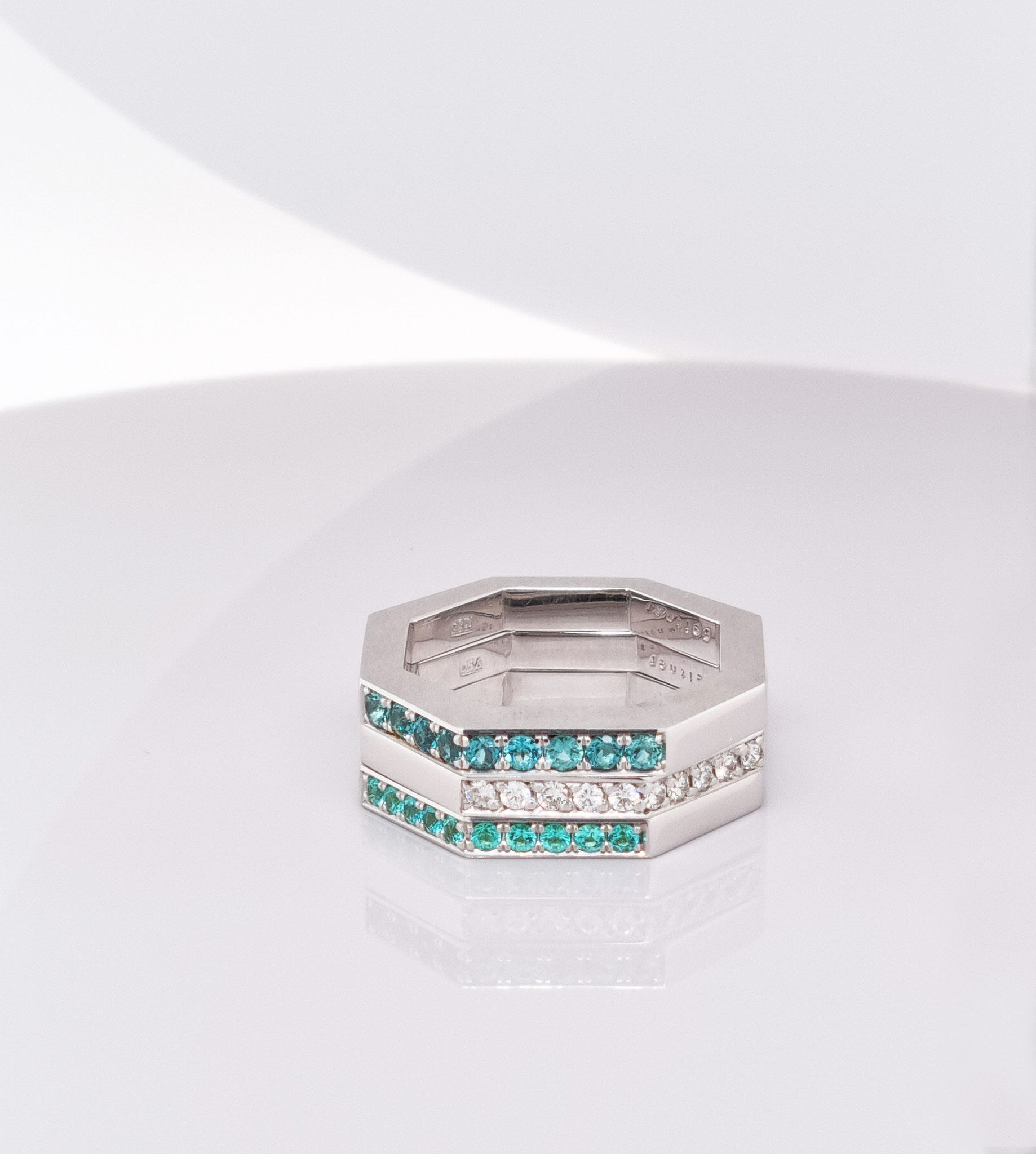 Achteckringe mit Diamanten, Paraibaturmalinen und Turmalinen