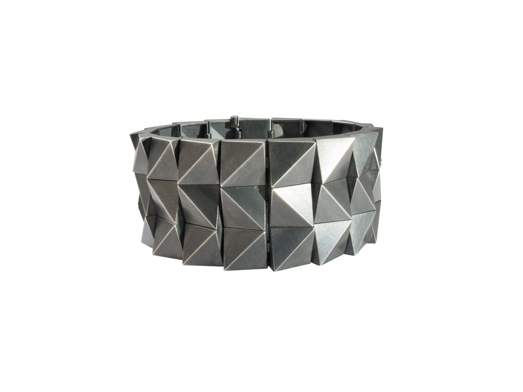 dreireihiges Armband aus geschwärztem 925 Sterlingsilber 
