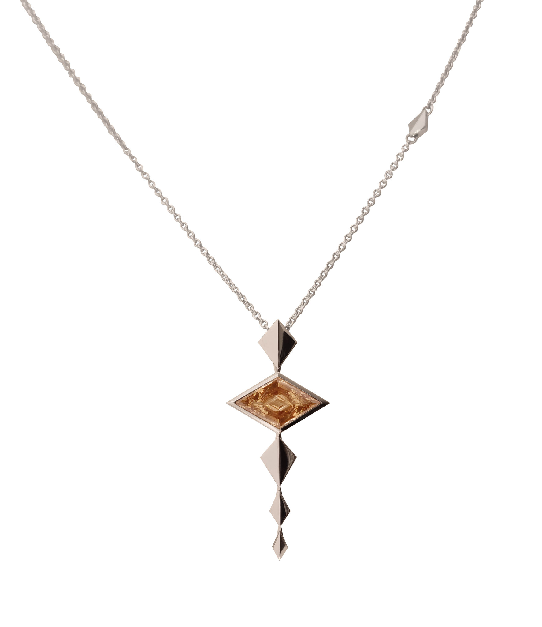 Rautendiamantcollier aus 18 karat Weißgold , light brown Diamond 2,87 carat , 16.700 Euro 
