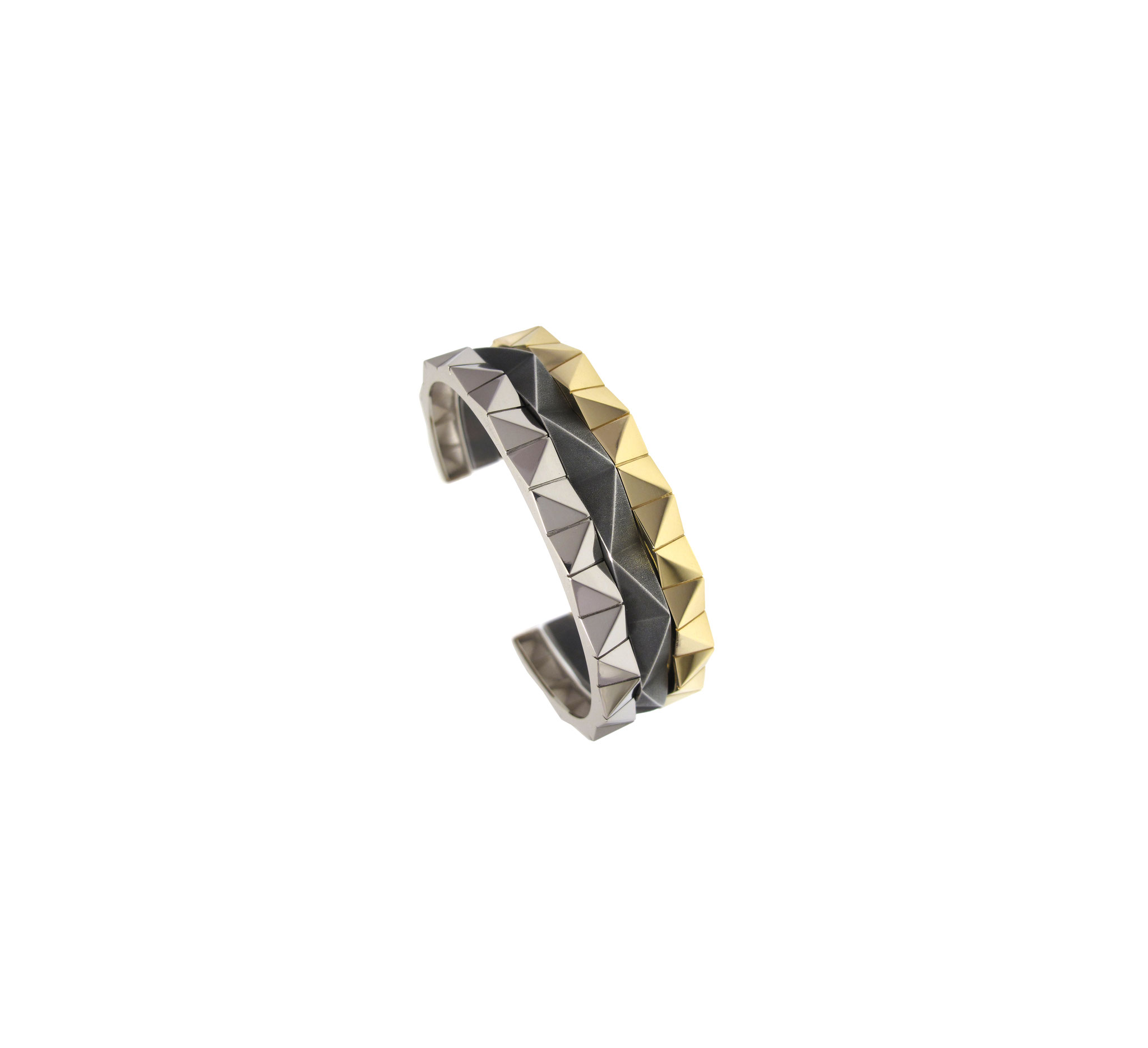 Armreifen aus 18 karat Weißgold, Armreif aus geschwärztem Sterlingsilber 490 Euro, Armreif aus 18 karat Gelbgold