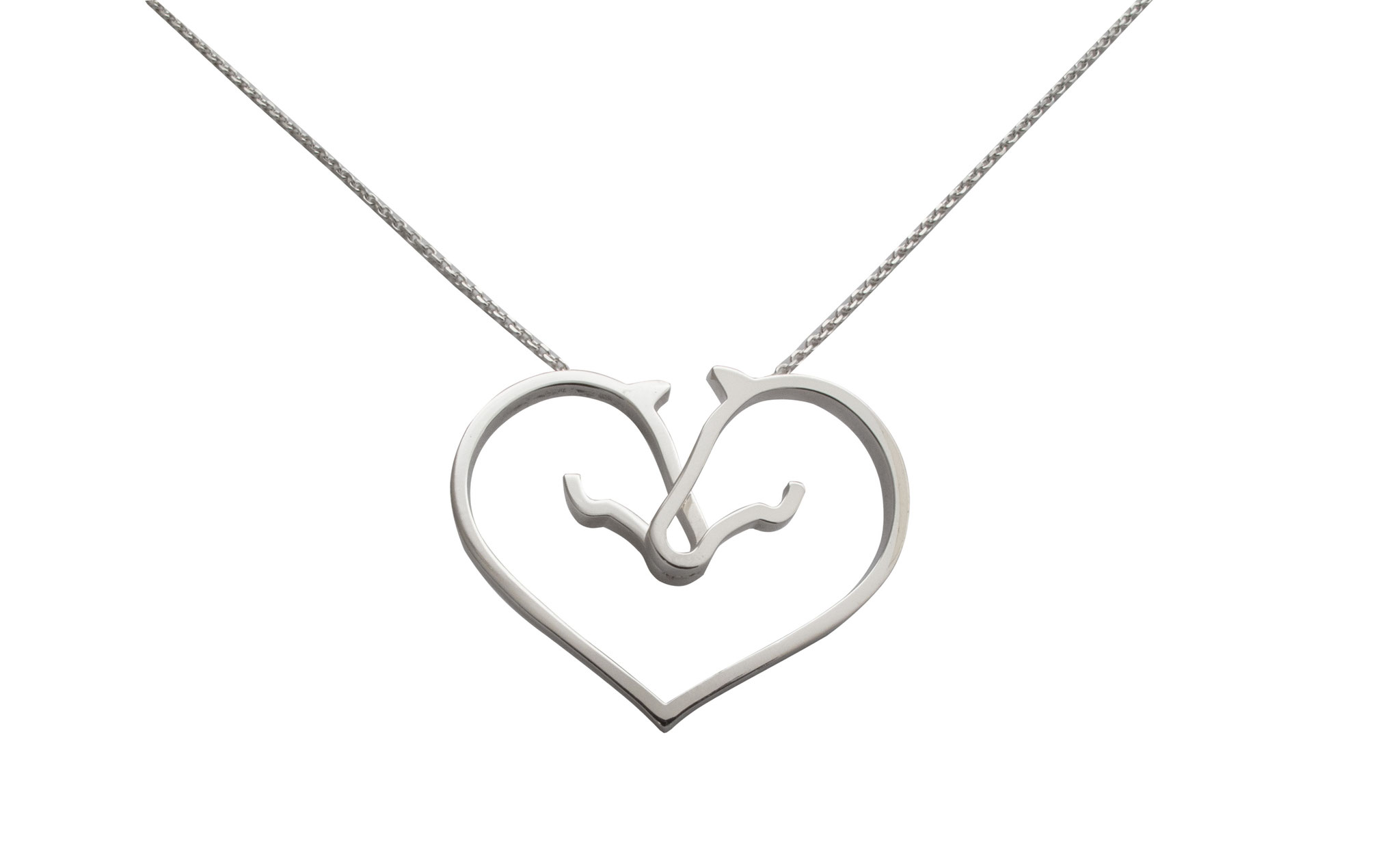 Anhänger mit zwei stilisierten Pferdeköpfen aus 925 Sterlingsilber, 250 Euro  !Abverkauf! dieses Produkt gibt es nur noch solange der Vorrat reicht!