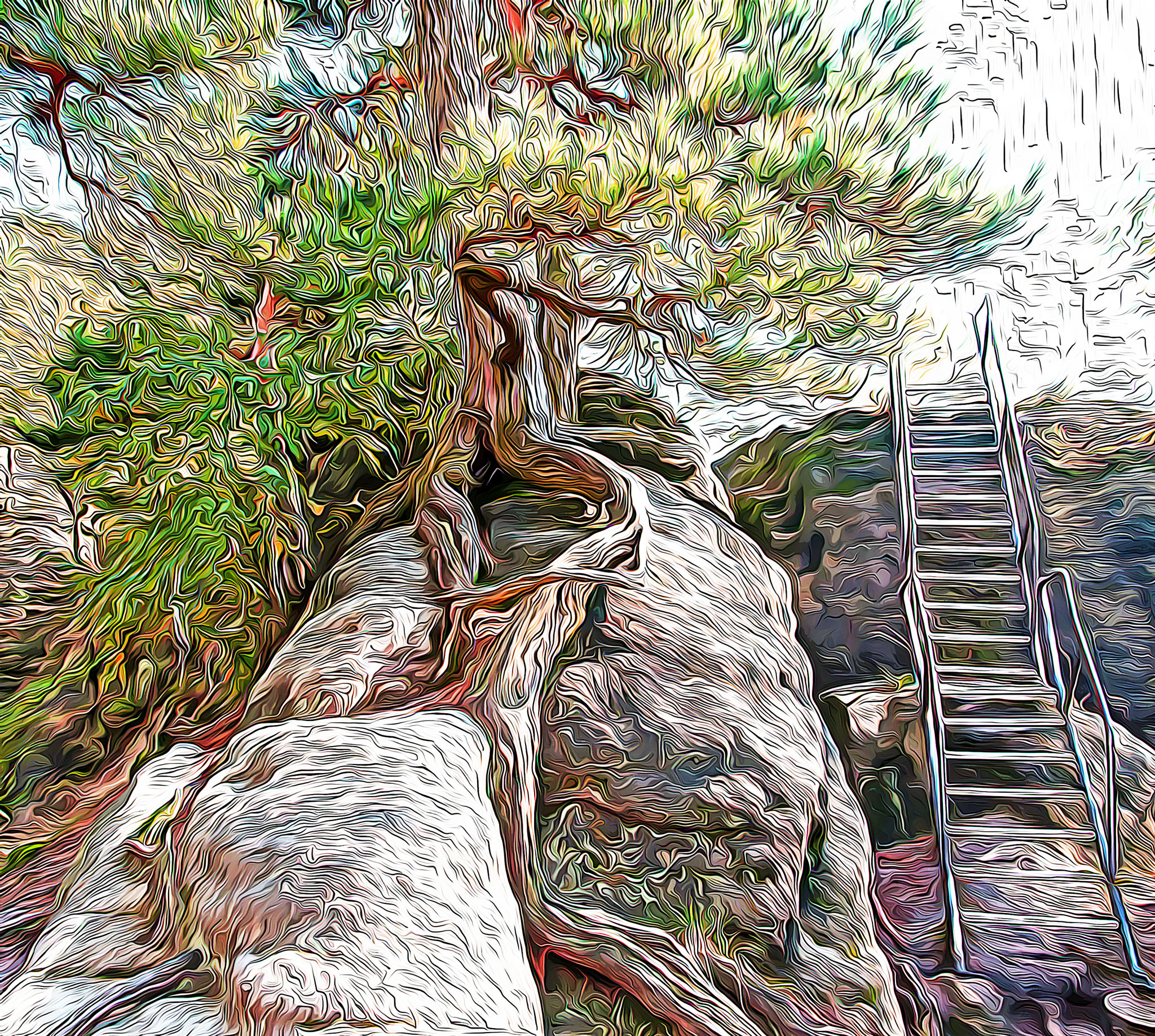 Treppe neben Wurzeln, 2018