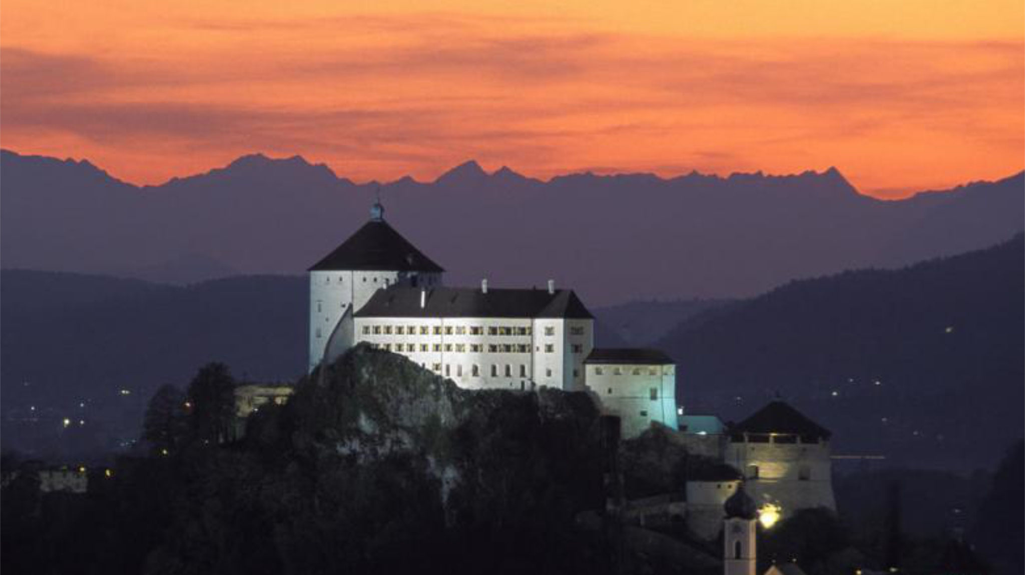 The Castle Kufstein in Austria during the evening - only 5 minutes away from the Event-Hotel
