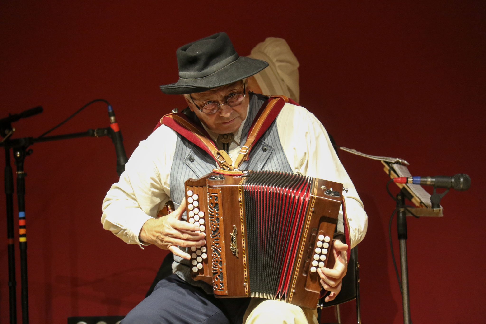 Groupe folklorique les ménestrels sarladais, musiciens et chanteurs de folklore, les instruments traditionnel l'accordéon diatonique et chromatique la vielle, les costumes traditionnel du Périgord noir, 