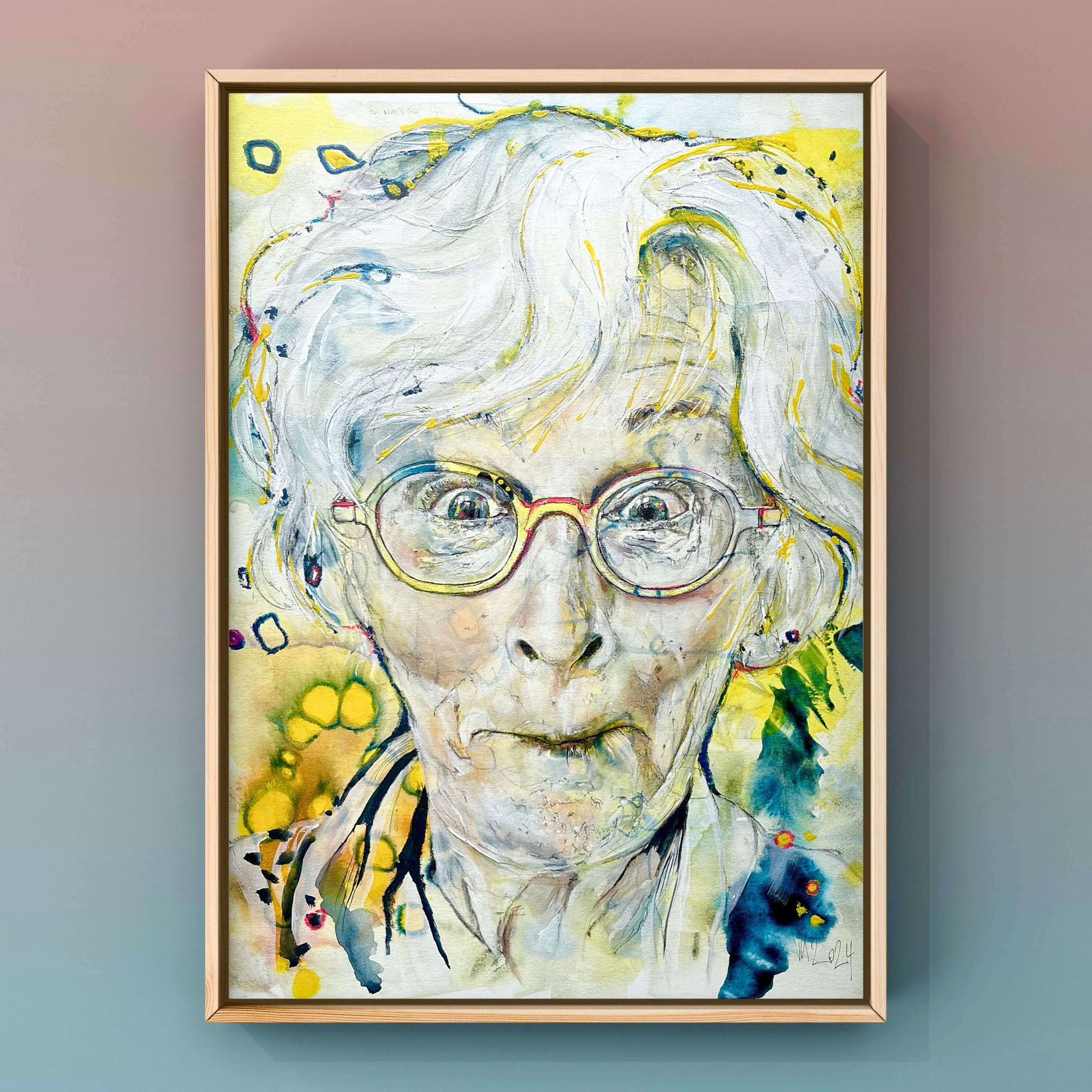 Glenn Close - Charisma pur I / 40 x 50 cm Mischtechnik auf Malplatte / 450,- Euro (inkl. Rahmen)