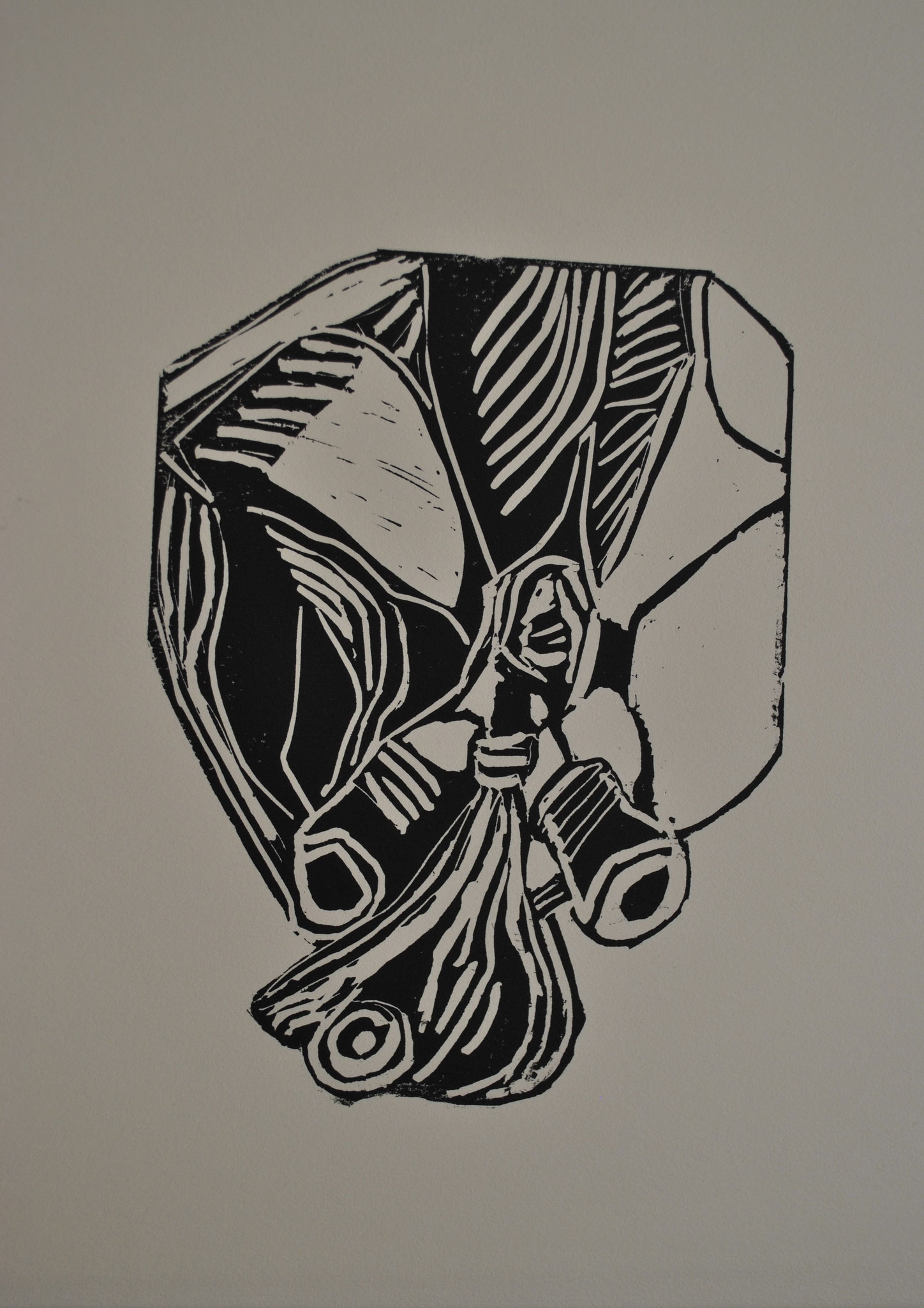 Poulpe des abysses linogravure (tirages 21 ex) format encadré 40x30 cm 2024