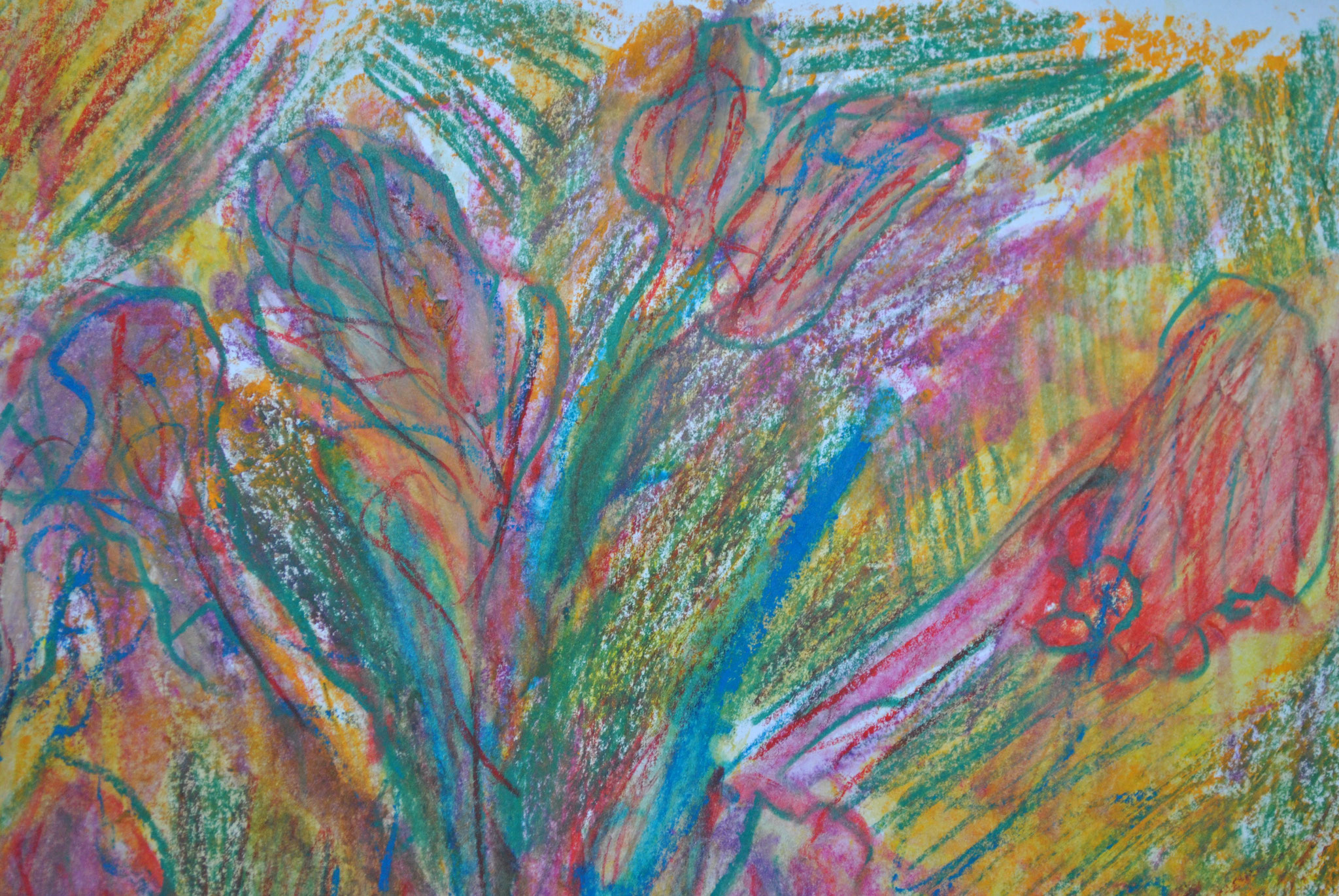 Flowers Bouquet 2024 détail dessin crayon ciré A4 Bois de Vincennes 32*45 cm 2024