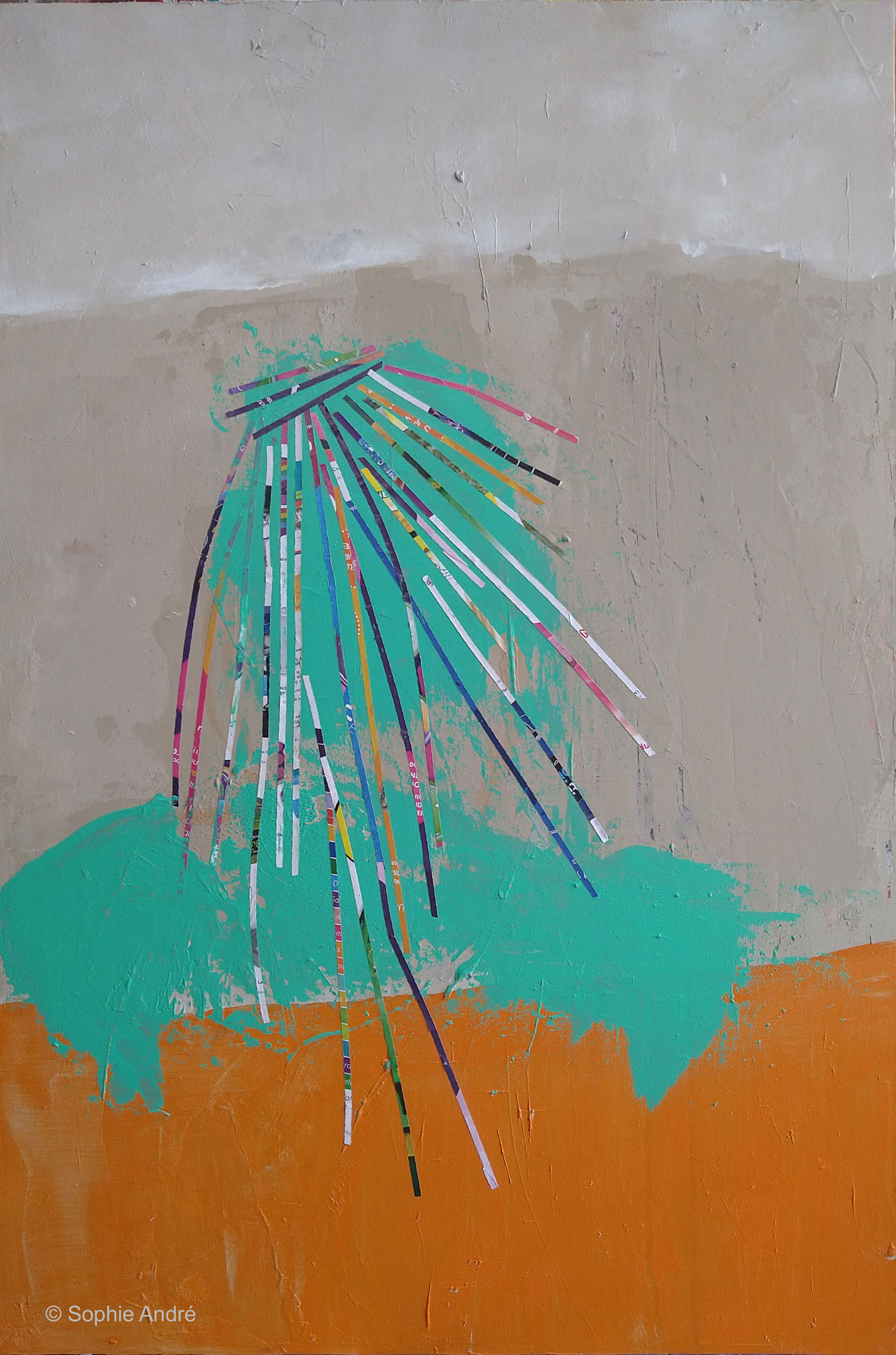 Les Indiennes 3 - 90*60 cm acrylique et papiers sur toile 2023
