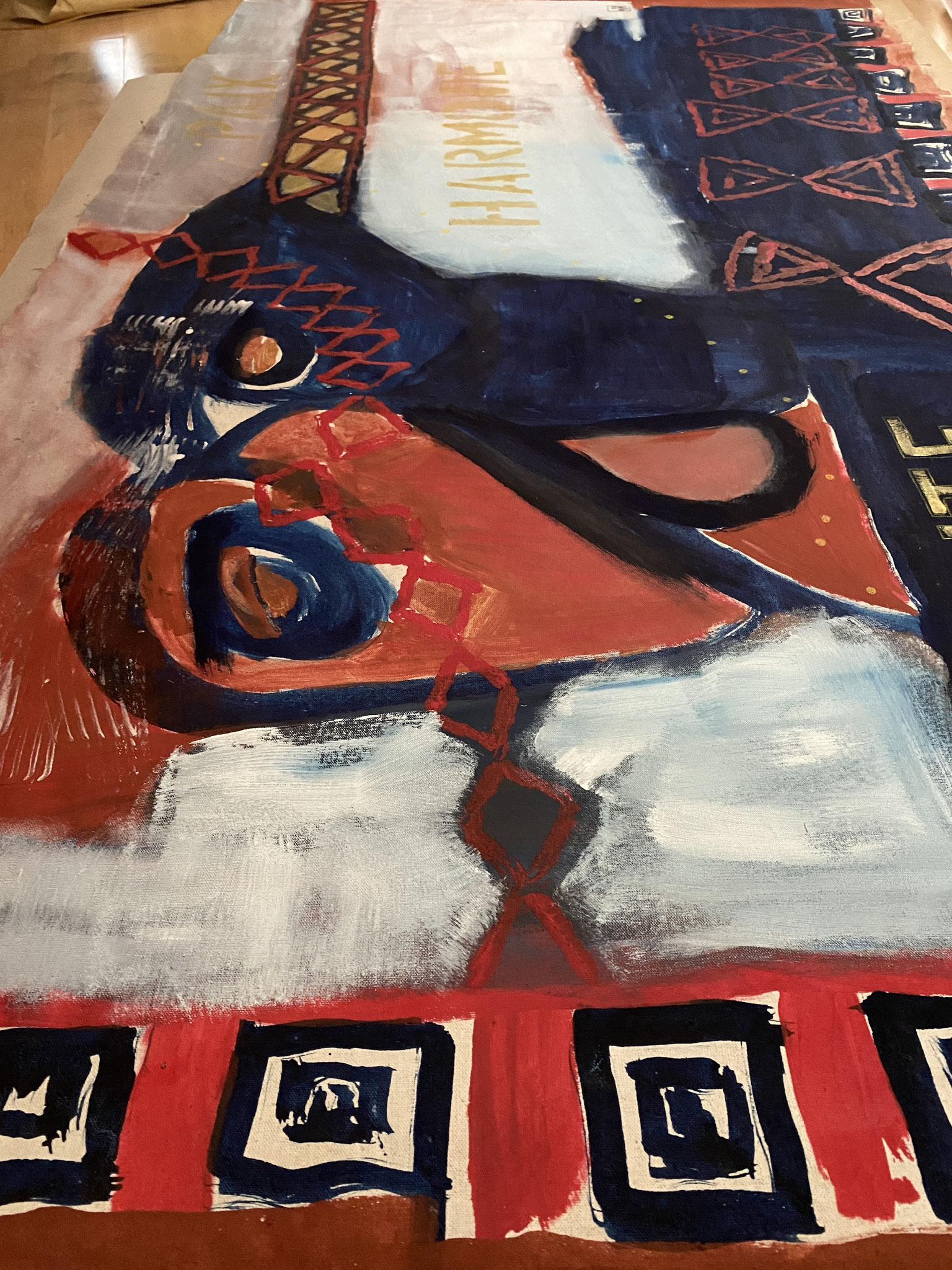 Zane Tatoo Exposition collective - Peinture d'après les textes de Daniel Caspar Association Vinaigre- acrylique sur toile coton 194*110 cm 2020 Panneau 1