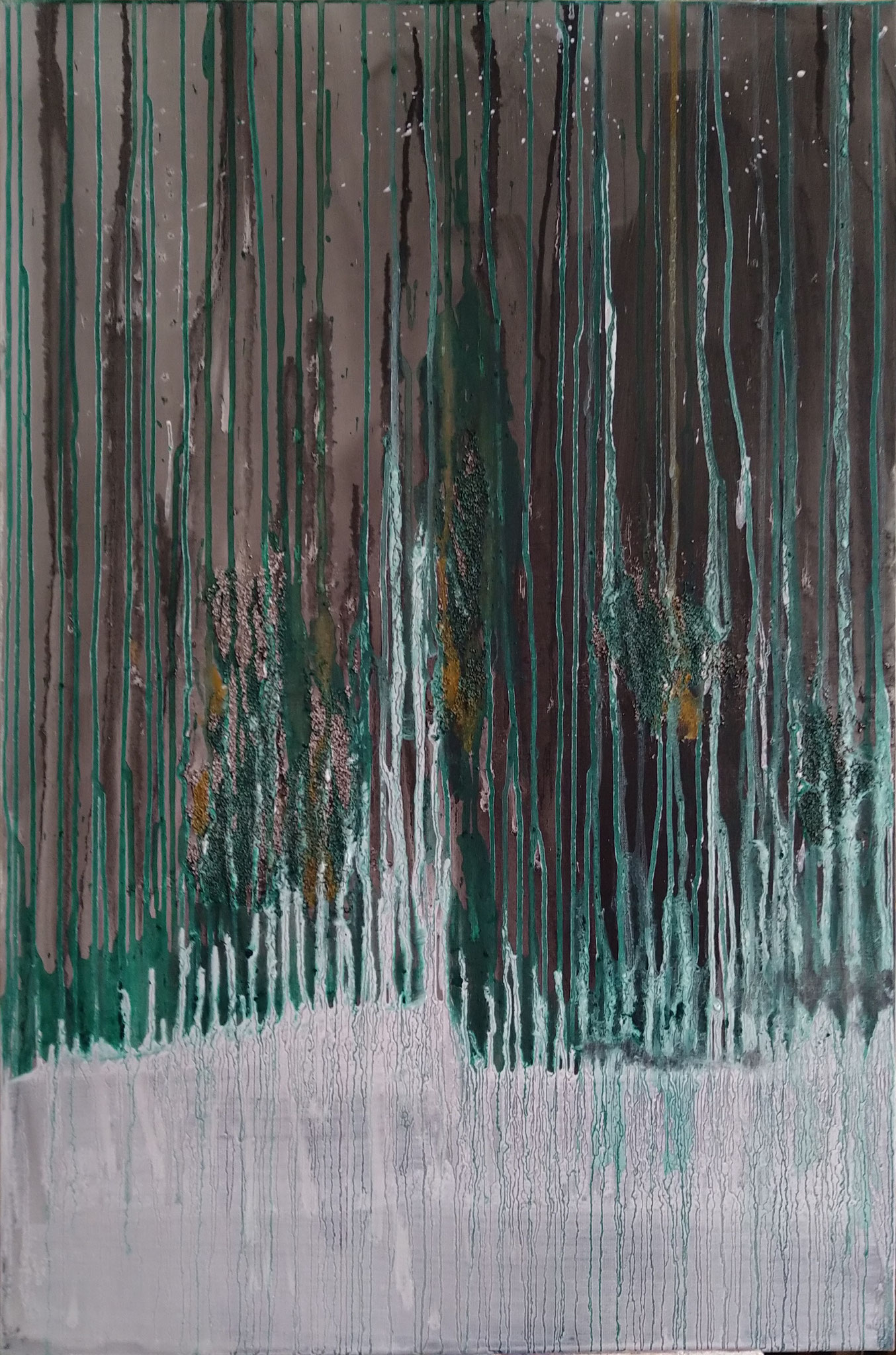 Transparence 1 pierre ponce et pigments sur toile - 100*73 cm 2016
