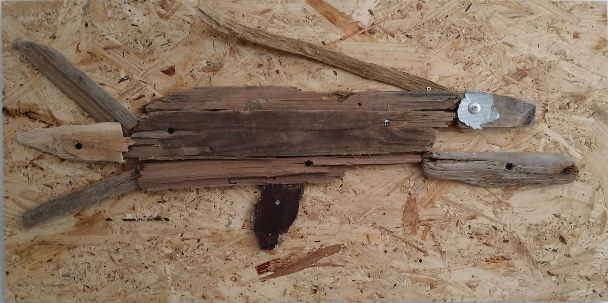 Sasca assemblage sur bois - collection Poisson abyssal - 80 x 40 cm 2024