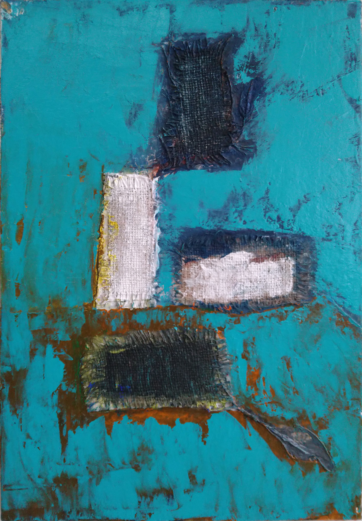 Ici ou quelque part Acrylique toile de jute sur toile - 55*38 cm 2023 ATELIER OSA