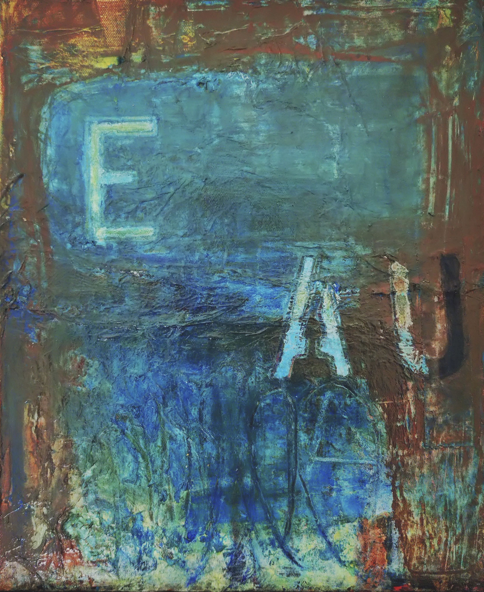 L'Eau - acrylique , papier de soie collé sur toile de lin 50*40 cm 2025 