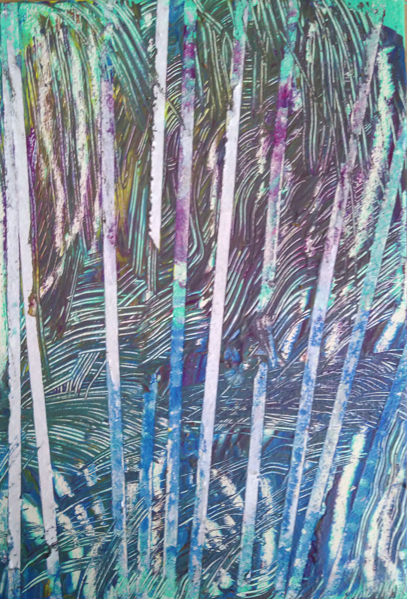 Végétal 8 Collage et papier déchiré sur toile contrecollée sur dibond recyclé - 20x15 cm 2024 VENDU