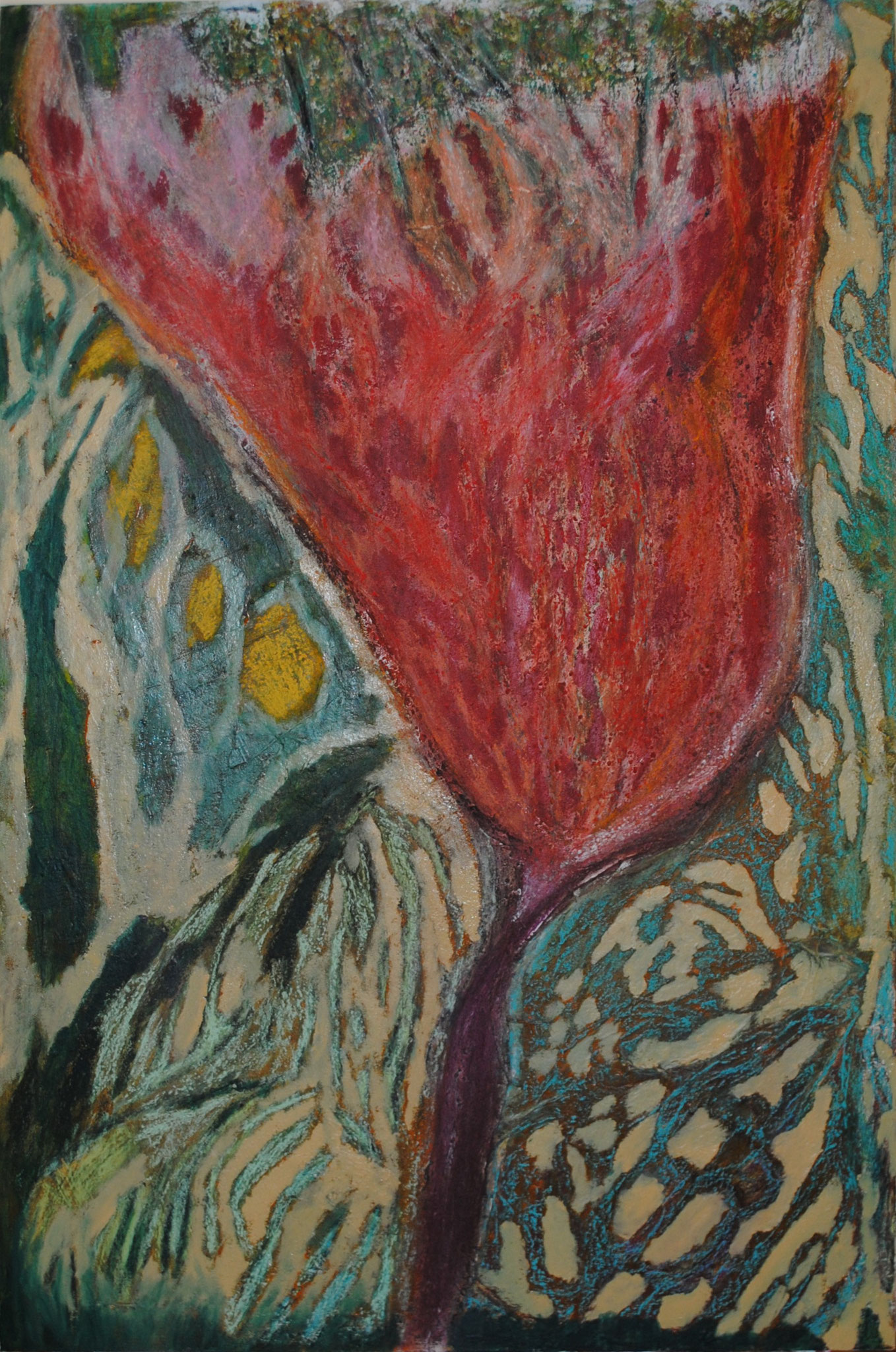 Végétal 20 Toile pastel gras sur fond acrylique  90*60 cm 2021