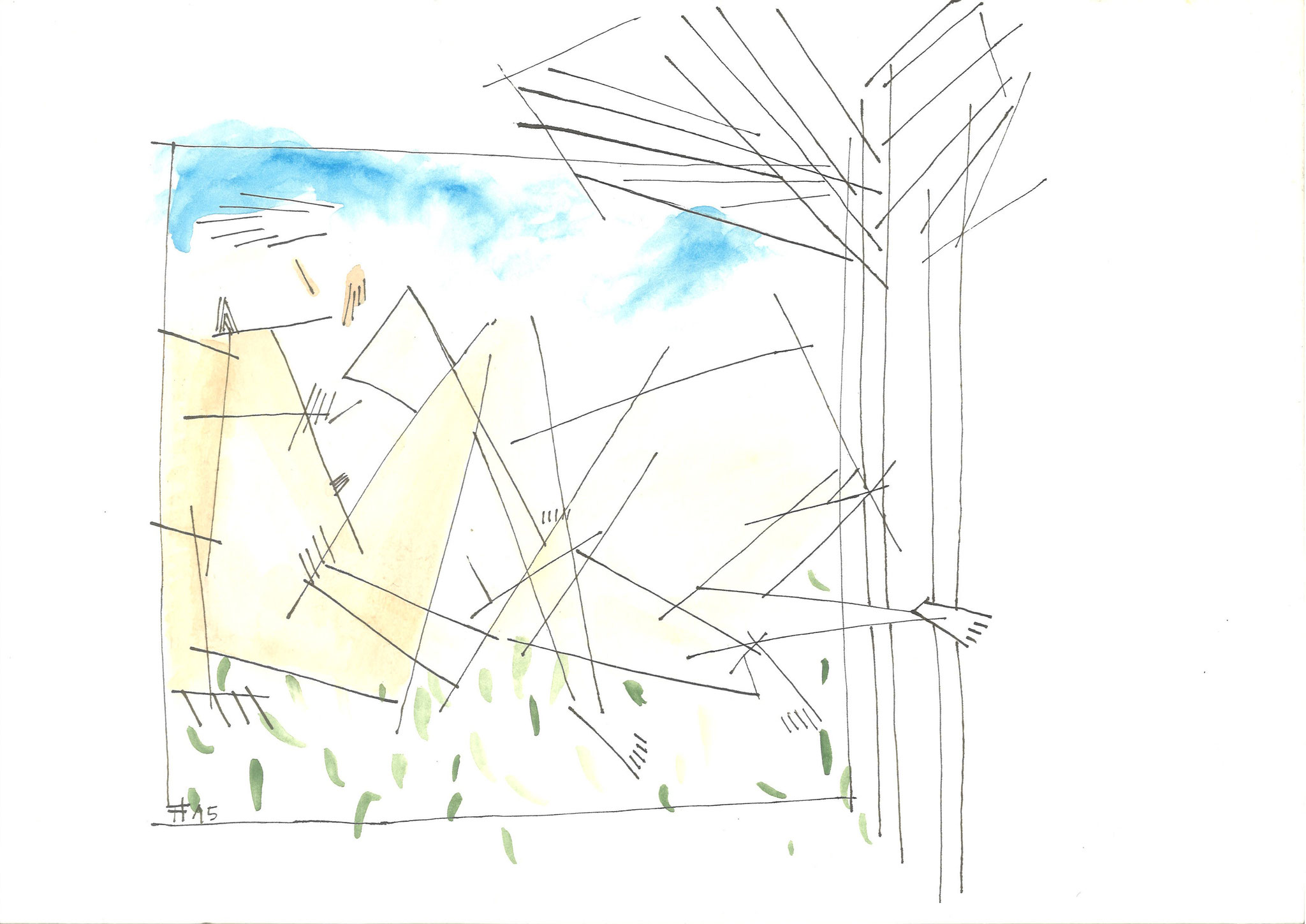 Unterm Baum 2018 Tusche  21 x 29,7 cm