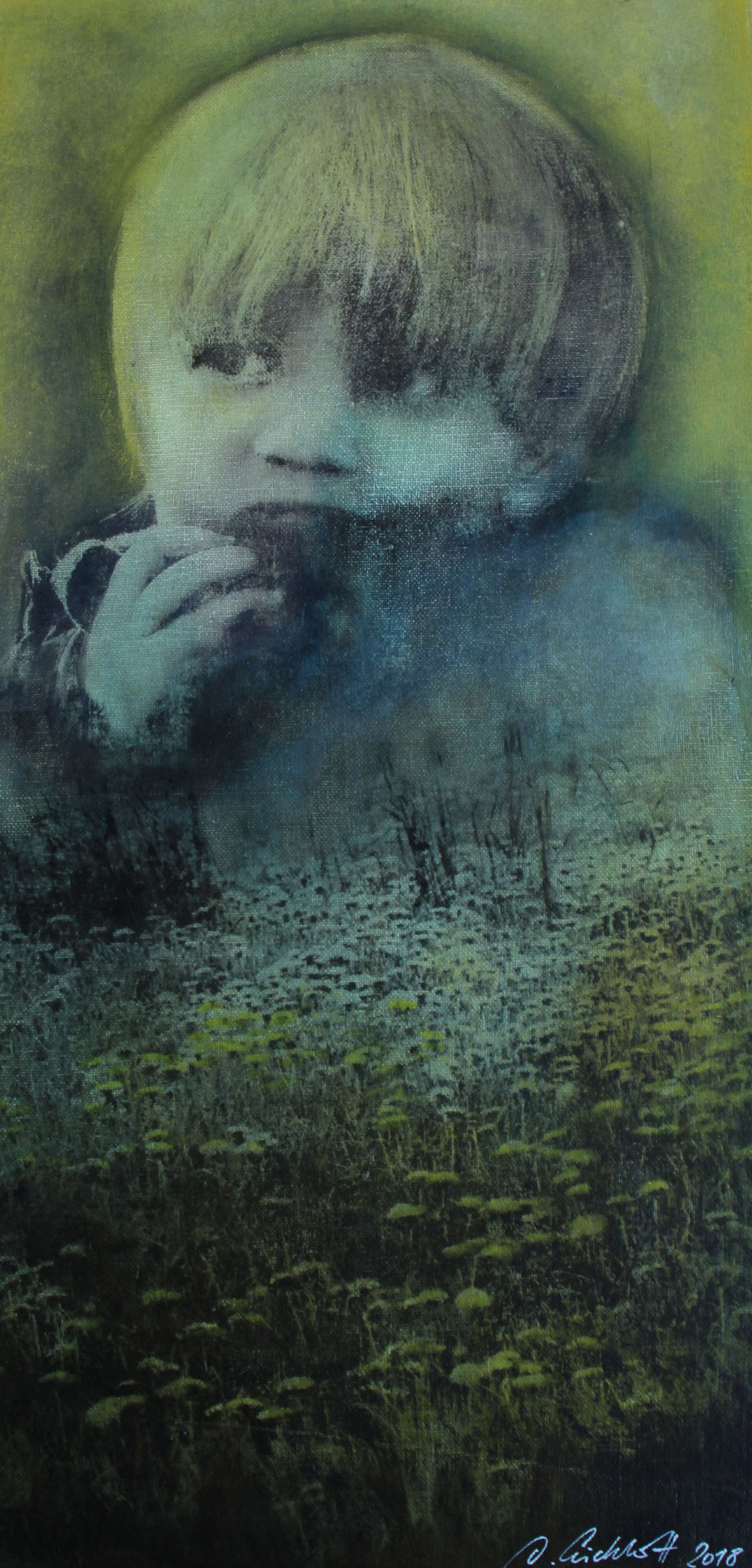 Serie "Kinderbildnisse", Mischtechnik, Öl auf Malplatte, 30x60 cm, 2019