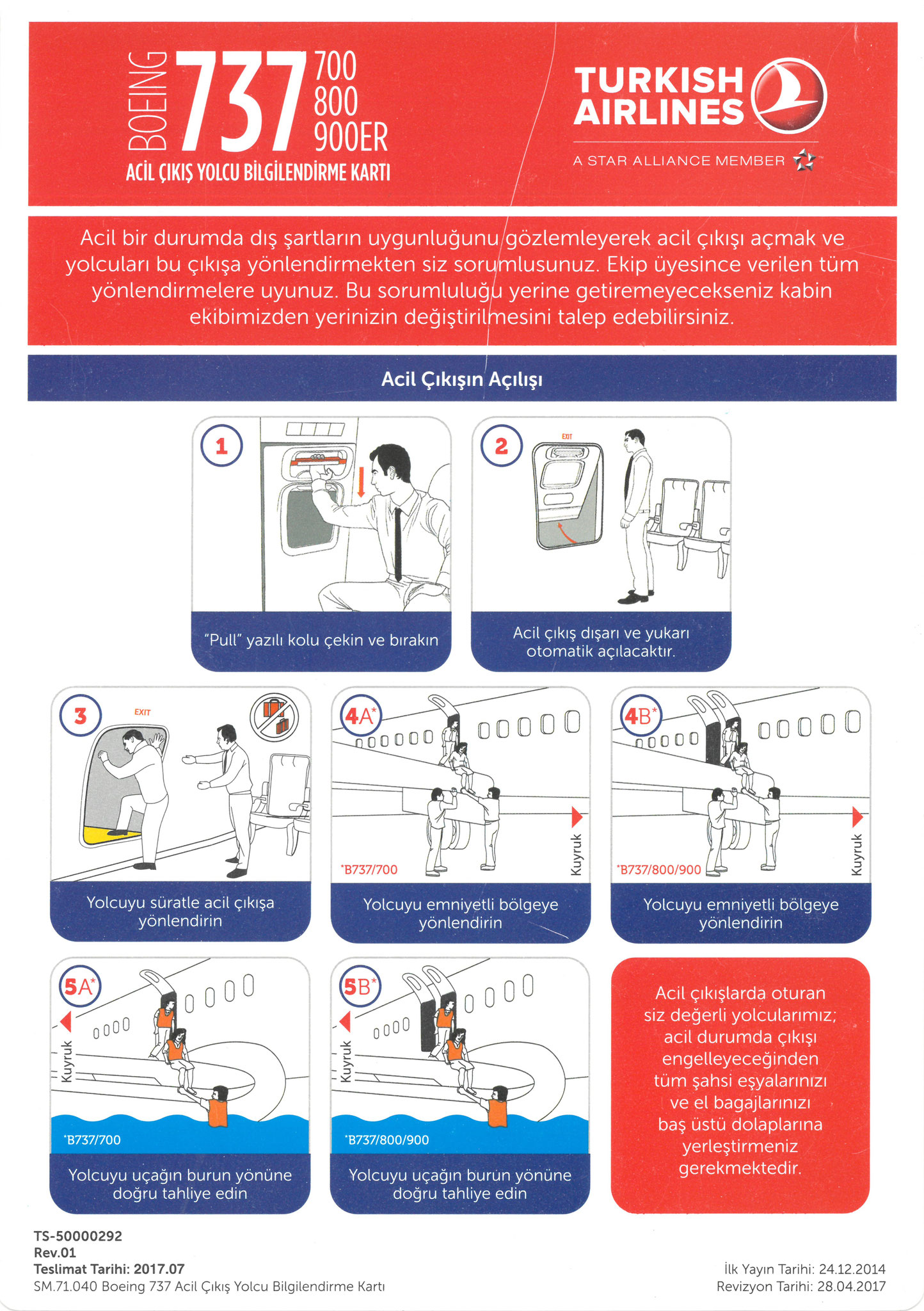 Emergency Exit Paseger Briefing Card