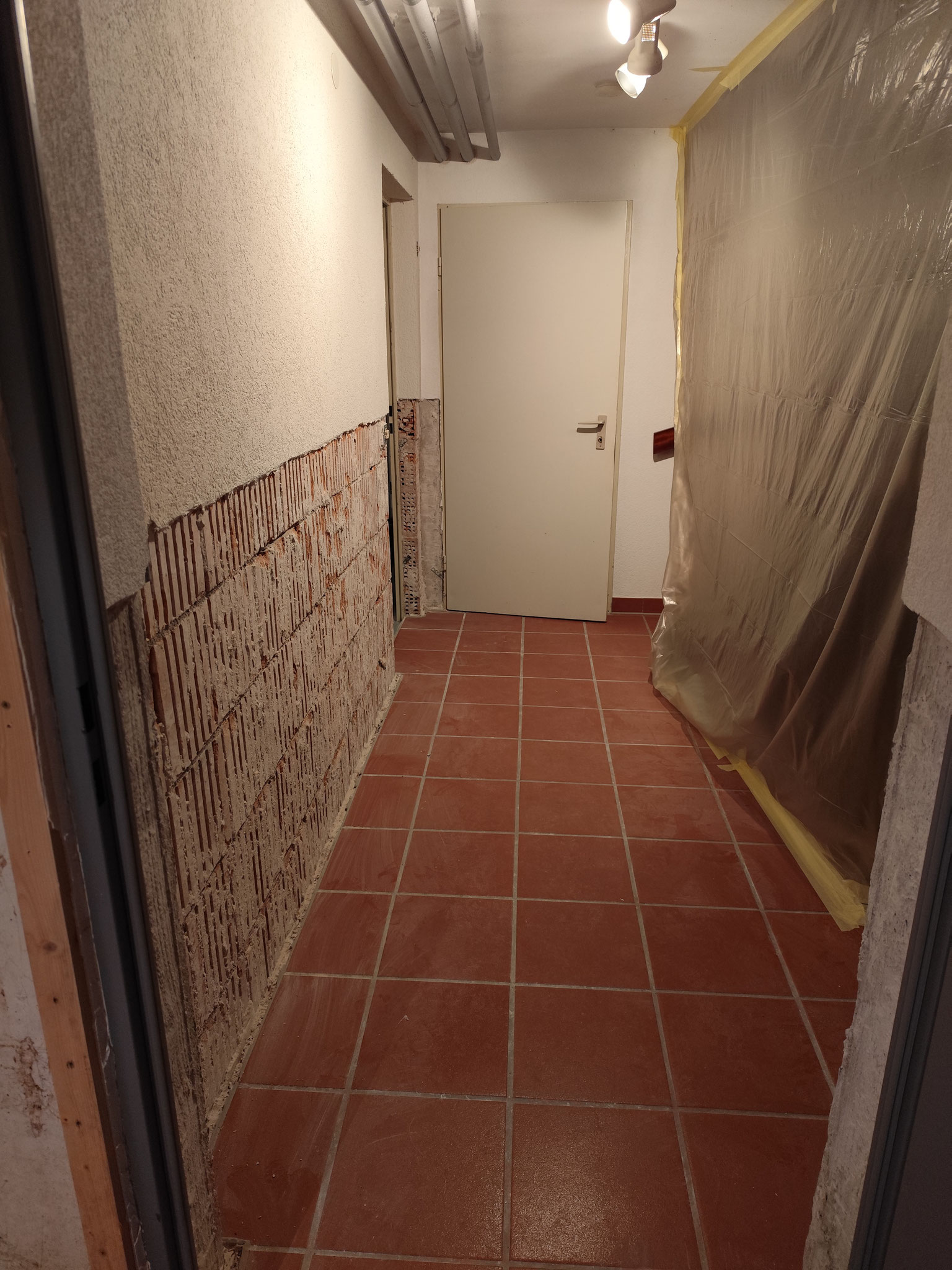 Wasscherschaden im Keller mit bereits entfernter Putzfläche.