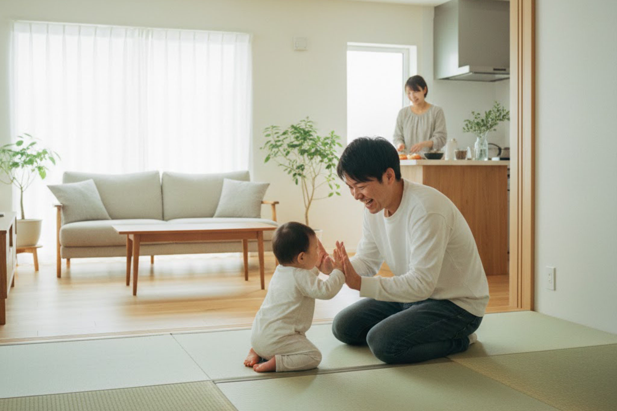 赤ちゃんも過ごしやすい柔らかな足触りの畳