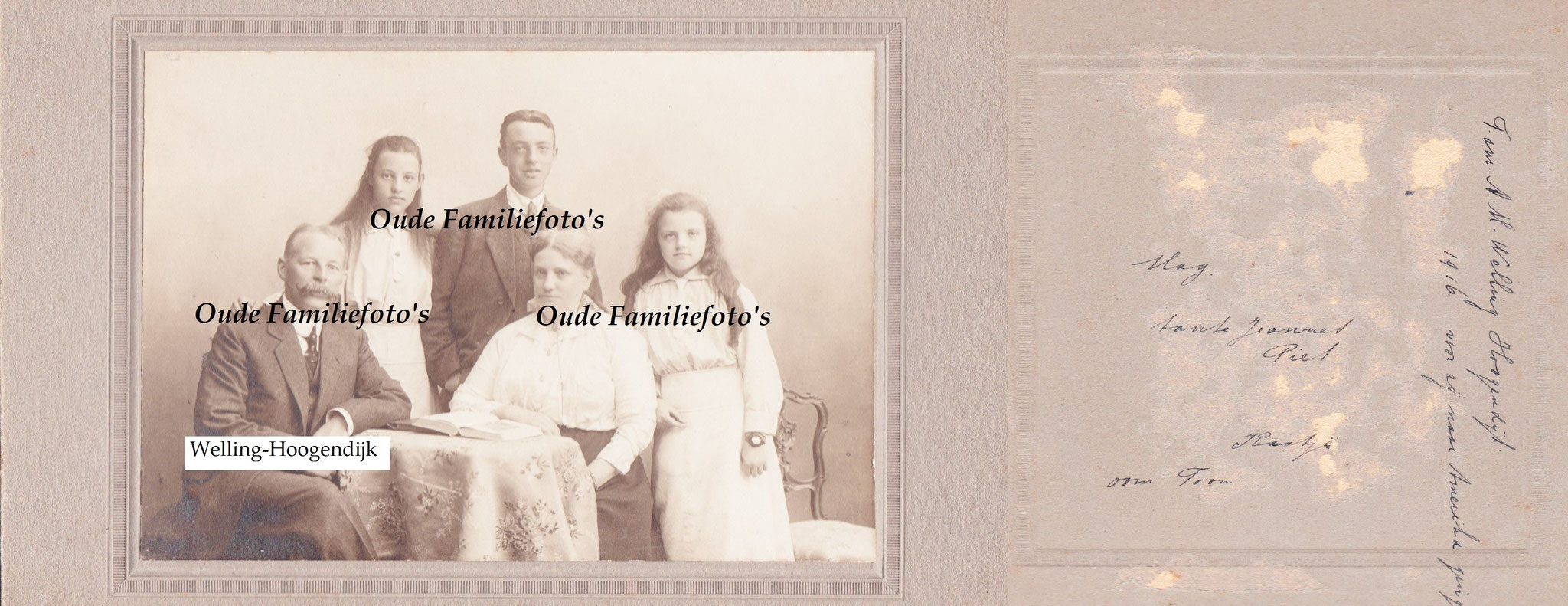 Welling, Anthonie Martinus, Geb. 9-10-1870 Naaldwijk. Ovl. 5-3-1948 New York USA. Getrouwd met Jeanette M.H Hoogendijk. € 4,00