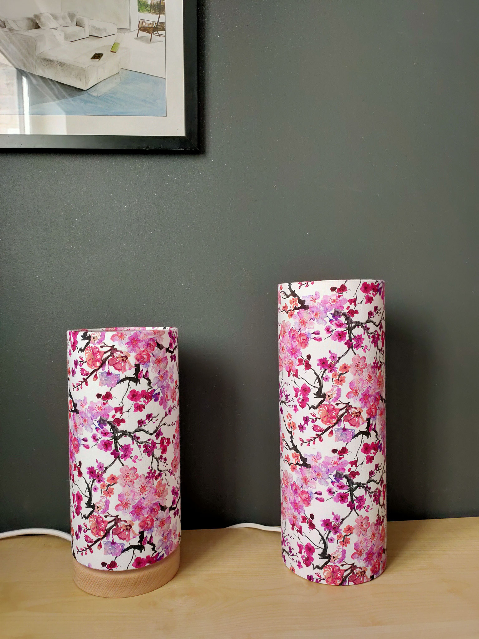 Lampe à poser avec et sans socle cerisier Rose 