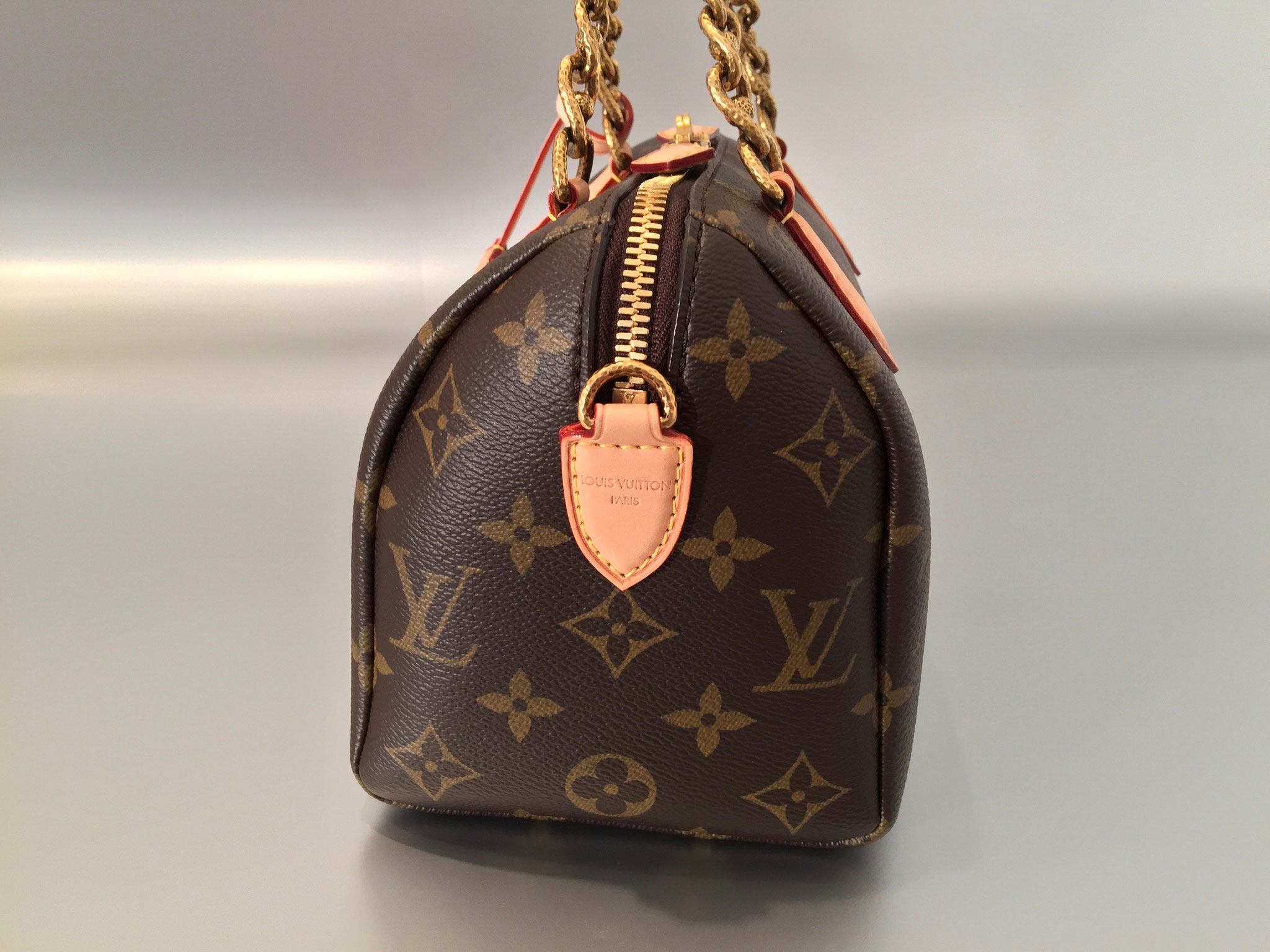 Louis Vuitton Monogram Canvas Chain Speedy 20 Ankauf Verkauf Second Hand Designertaschen und Accessoires