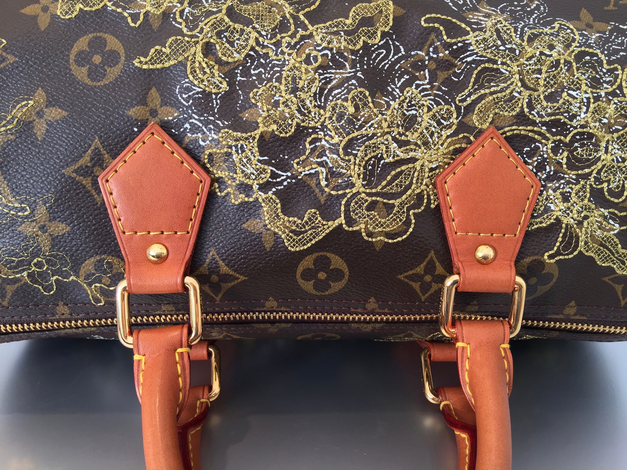 Louis Vuitton Brown Monogram Dentelle Silk Scarf at 1stDibs