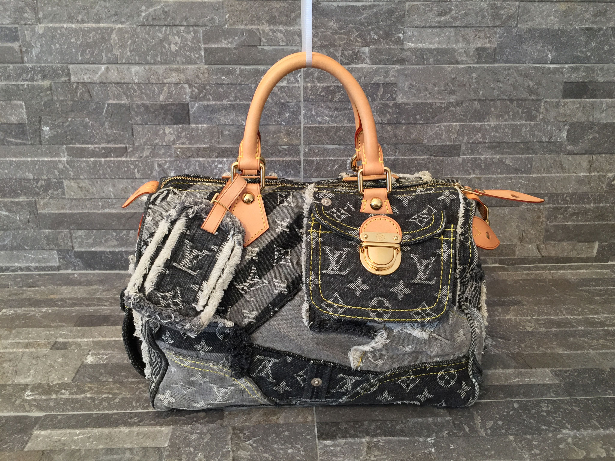 Louis Vuitton Monogram Denim Patchwork Speedy in Gris - Ankauf