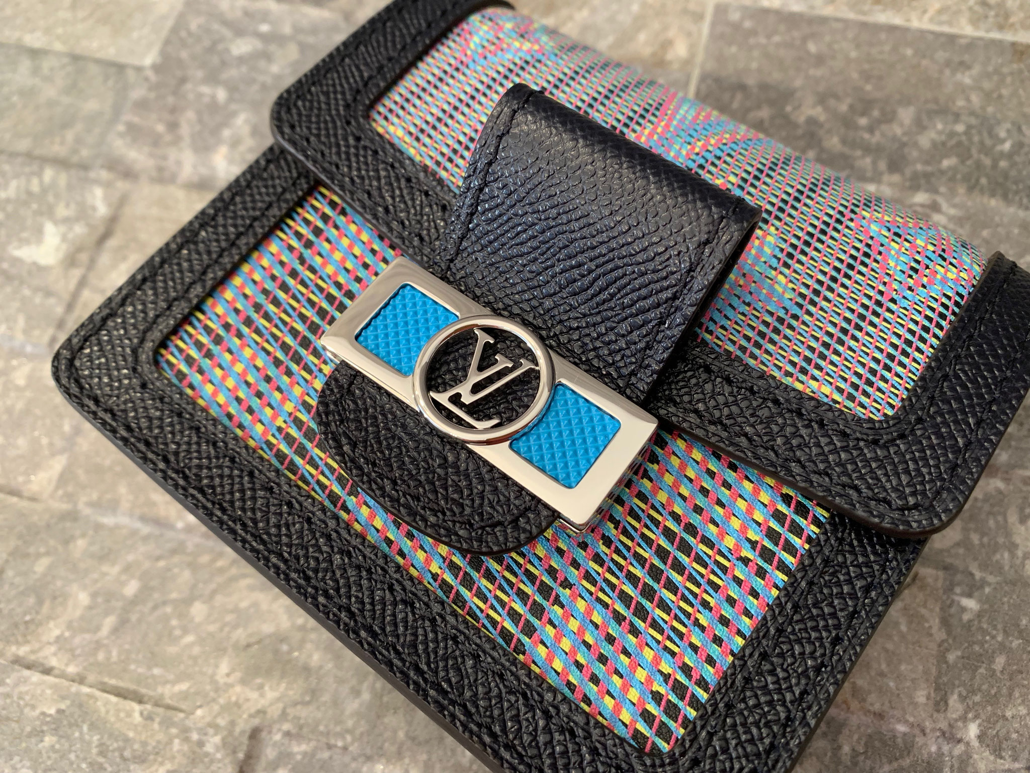 Louis Vuitton Mini Dauphine Damier Monogram LV Pop Blue in Calf