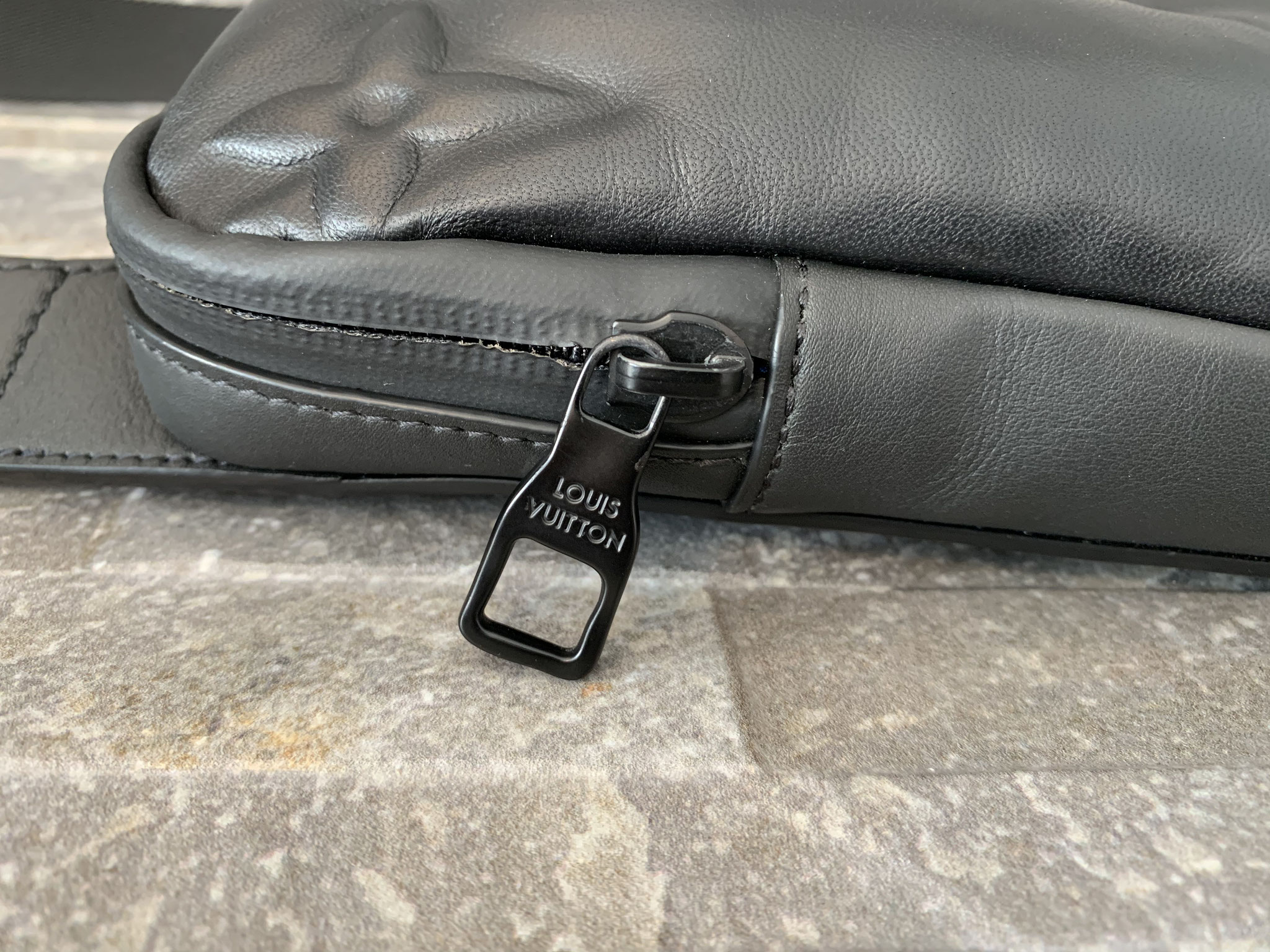 Louis Vuitton Asymetrical Sling Bag Monogram Puffer Black in