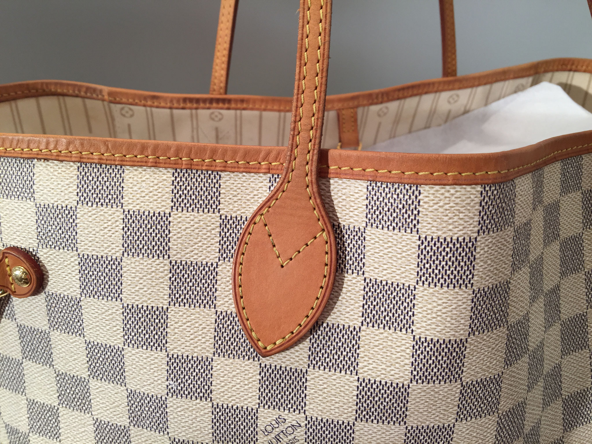 Louis vuitton neverfull mm damier azur rose ballerine sale