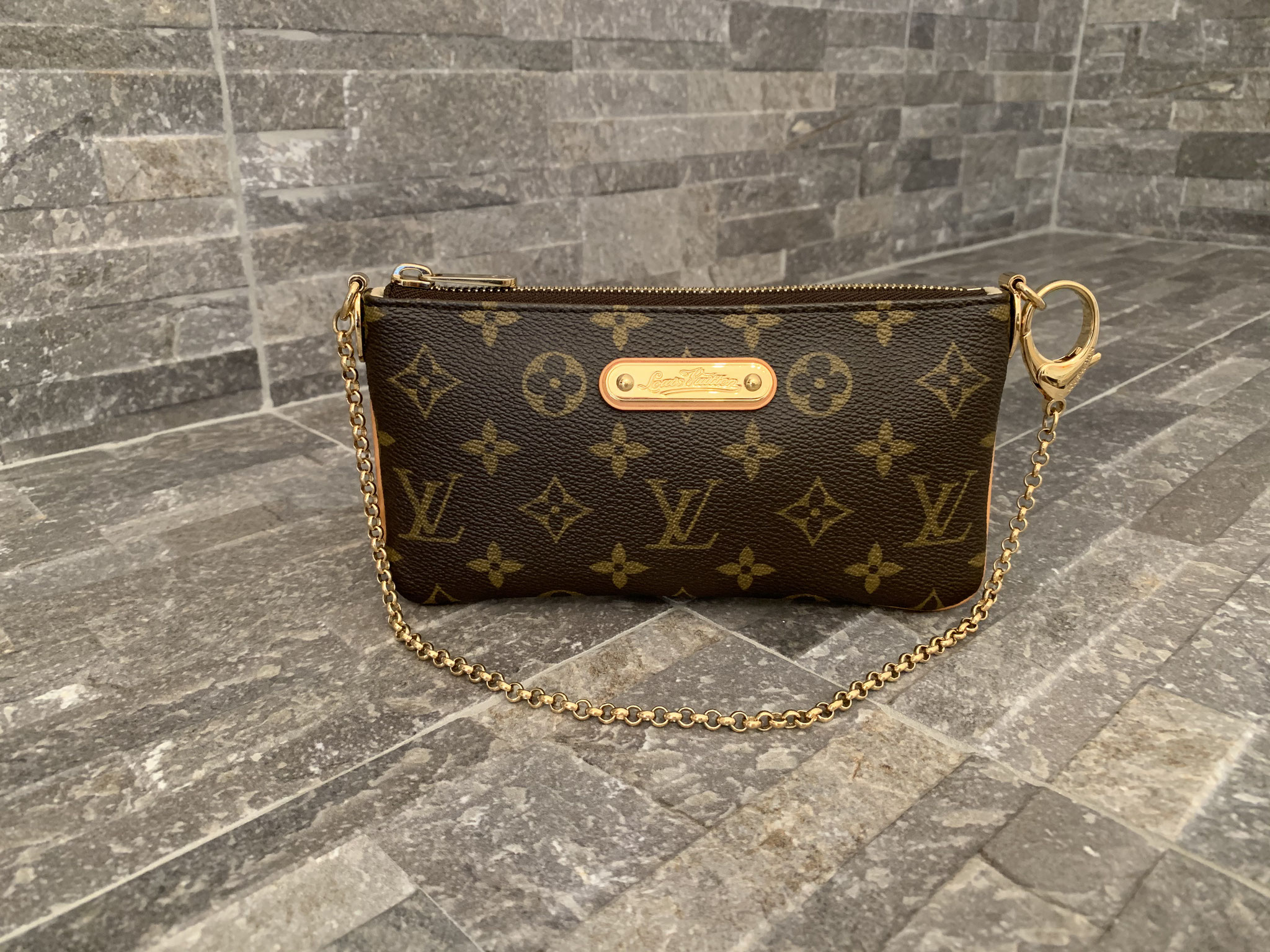 Louis Vuitton Monogram Canvas Pochette Milla MM Ankauf Verkauf Second Hand Designertaschen und Accessoires