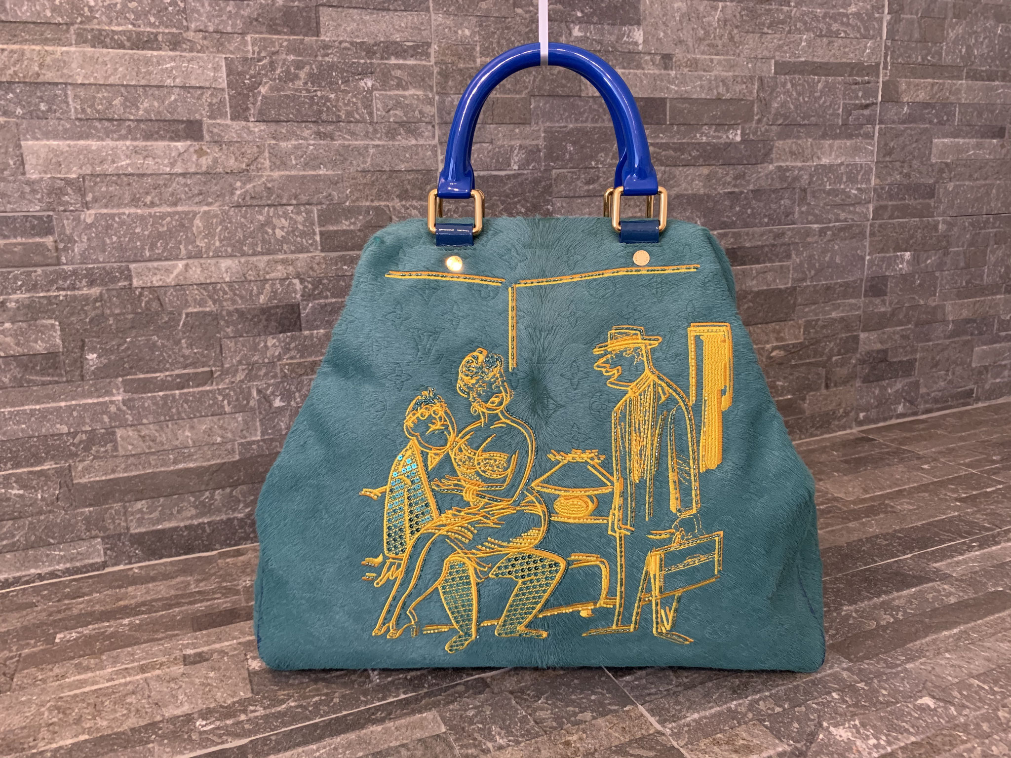 Louis Vuitton x Richard Prince Monogram Laser Pony Firebird Cartoon in Sea Green Ankauf Verkauf Second Hand Designertaschen und Accessoires