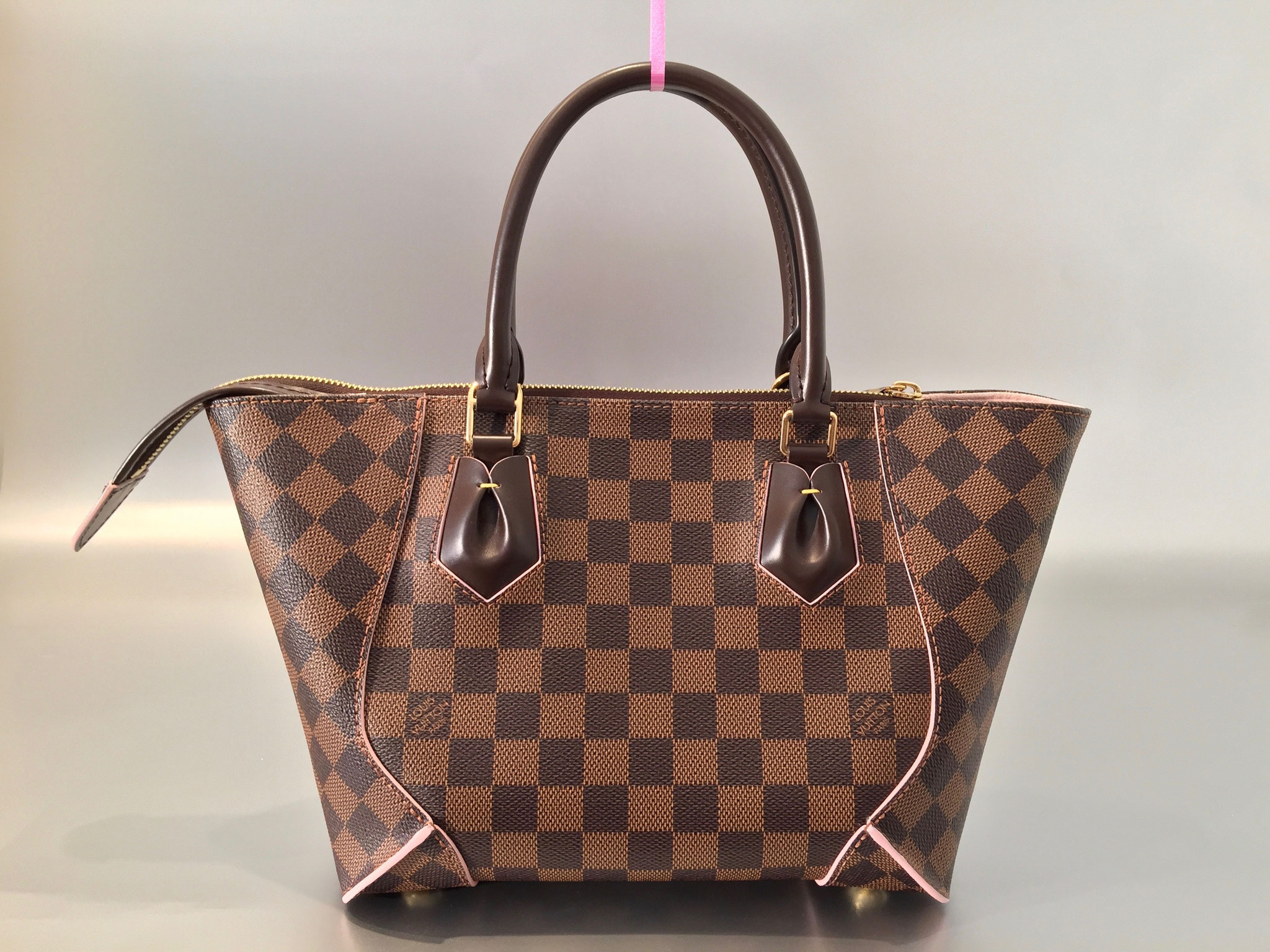 Louis Vuitton Caissa Tote PM, Damier Ebene with Red, Preowned No Dustbag  WA001