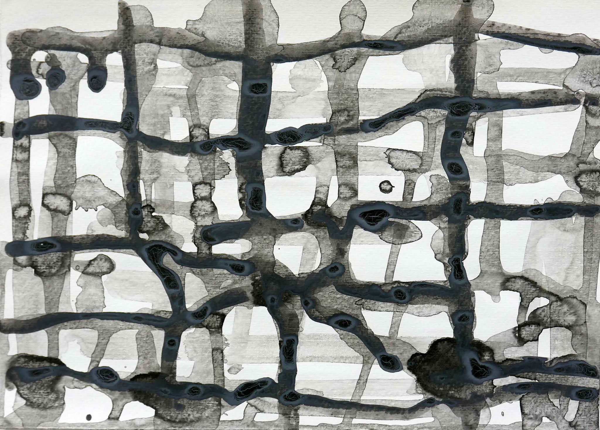 Monika Humm, connected 7.8,  2016, Acrylmalerei auf Papier, 25x 35 cm