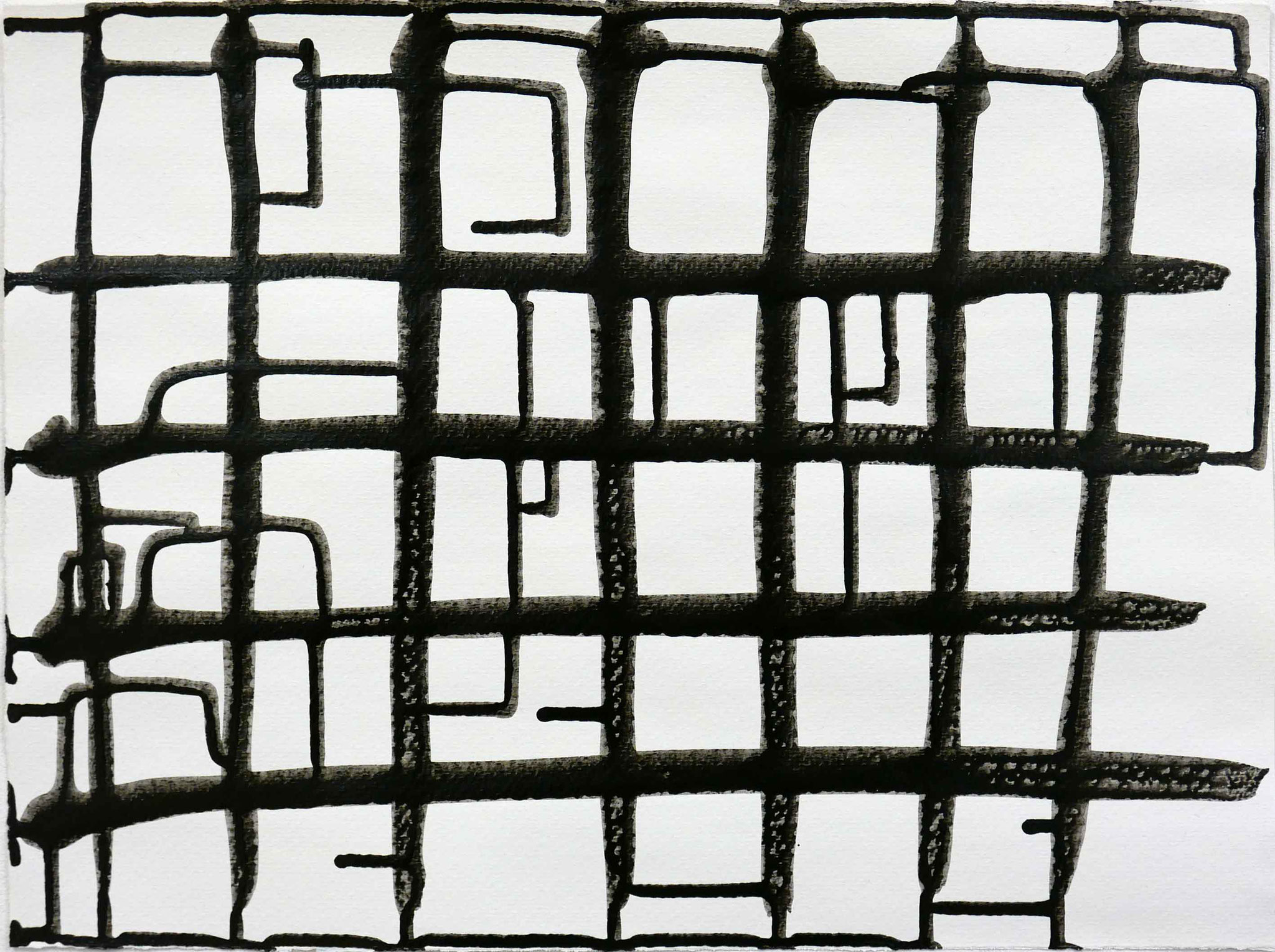 Monika Humm, connected 7.1,  2016, Acrylmalerei auf Papier, 30x 40 cm