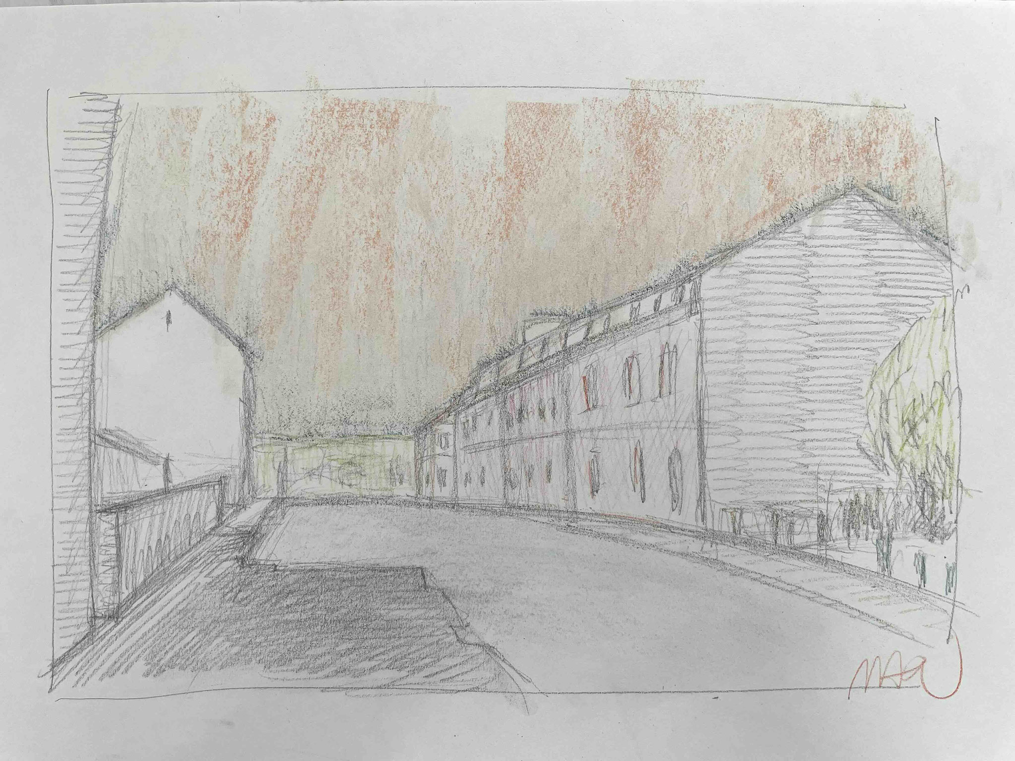 Zeichnung Stadtansicht Lörrach von Uta Nitschke