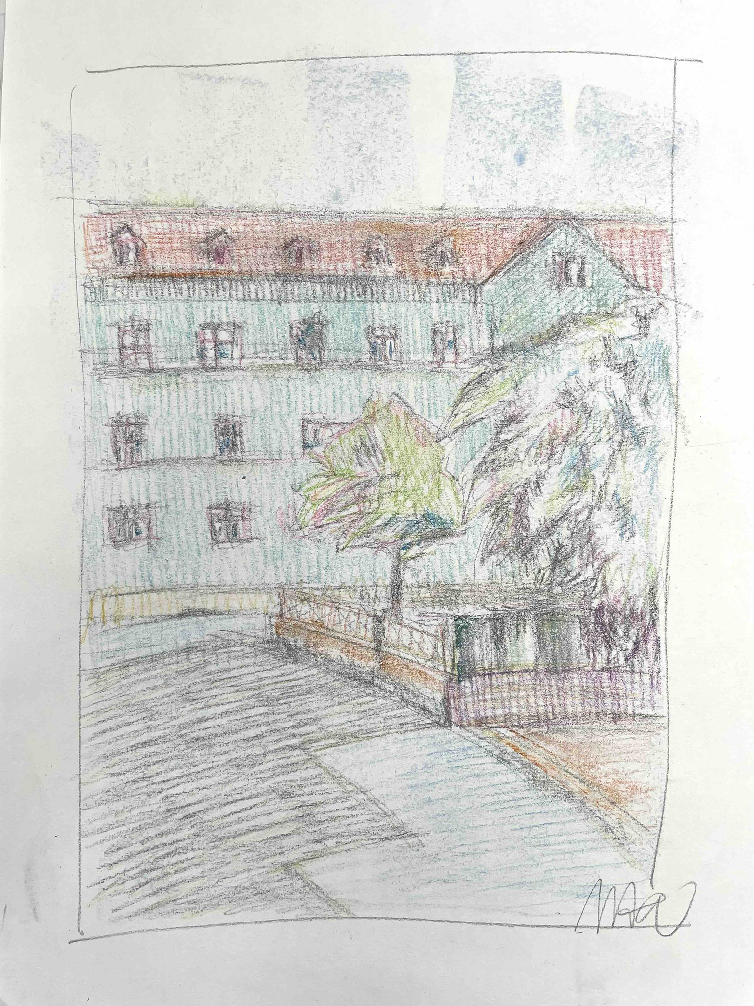 Zeichnung Stadtansicht Lörrach von Uta Nitschke