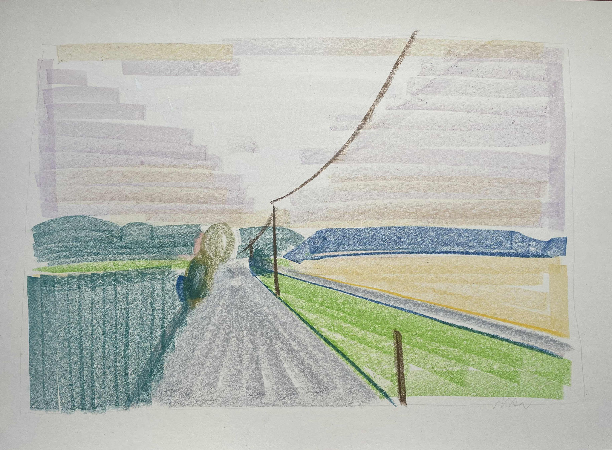 Landschaftszeichnung der schwäbische Alb von Künstlerin Uta Nitschke 