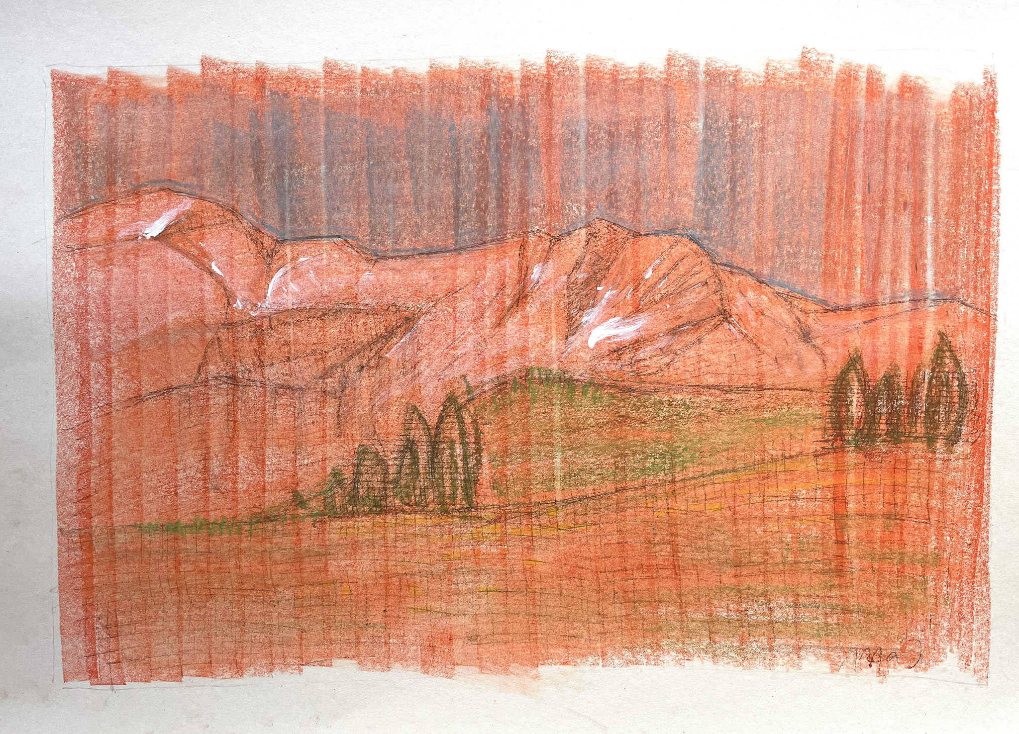 Landschaftszeichnung Schweizer Berge von Uta Nitschke