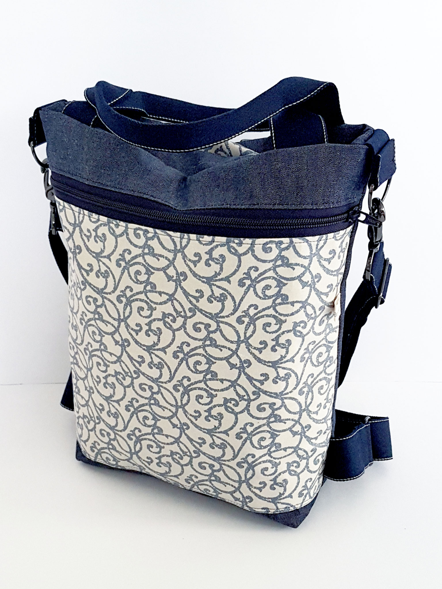3in1 Bag M, Oilskin trochen Denim kombiniert mit beschichteter Baumwolle, verkauft