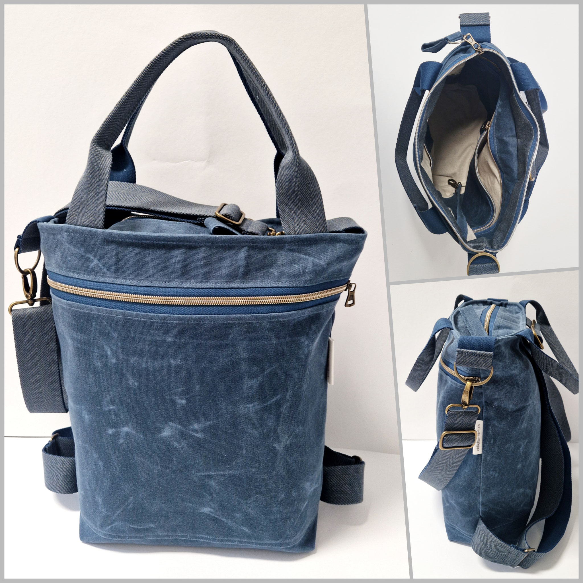 3in1 Bag M Waxed Canvas dusty blue