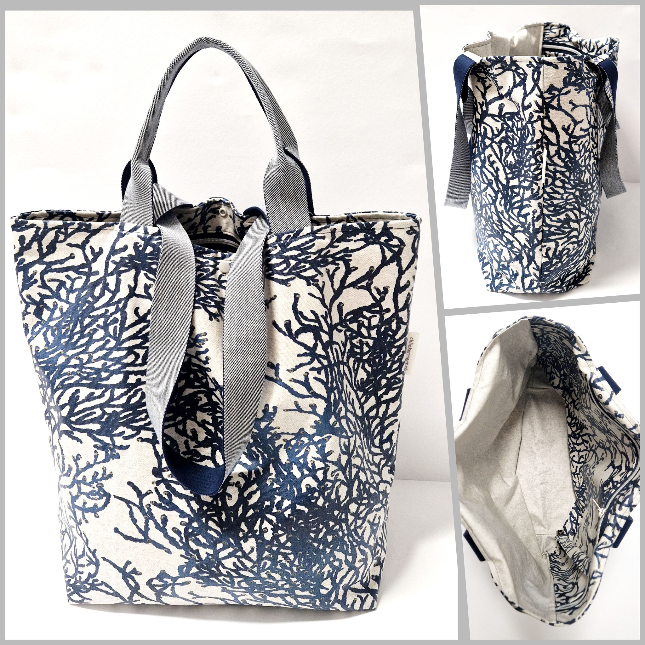 Shopper / Einkaufstasche Korallen blau